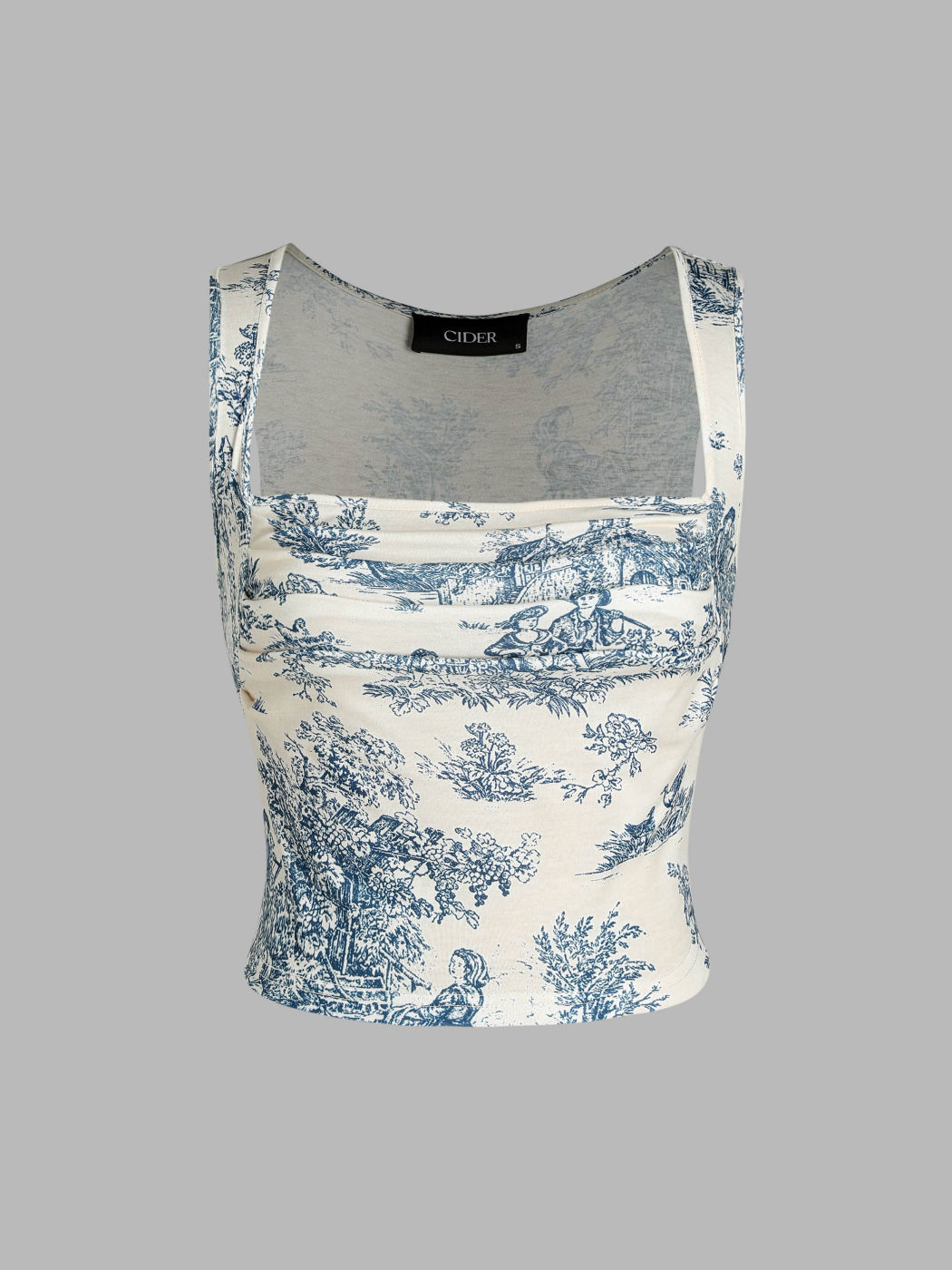 Toile de Jouy Quadrat-Hals-Tank-Top
