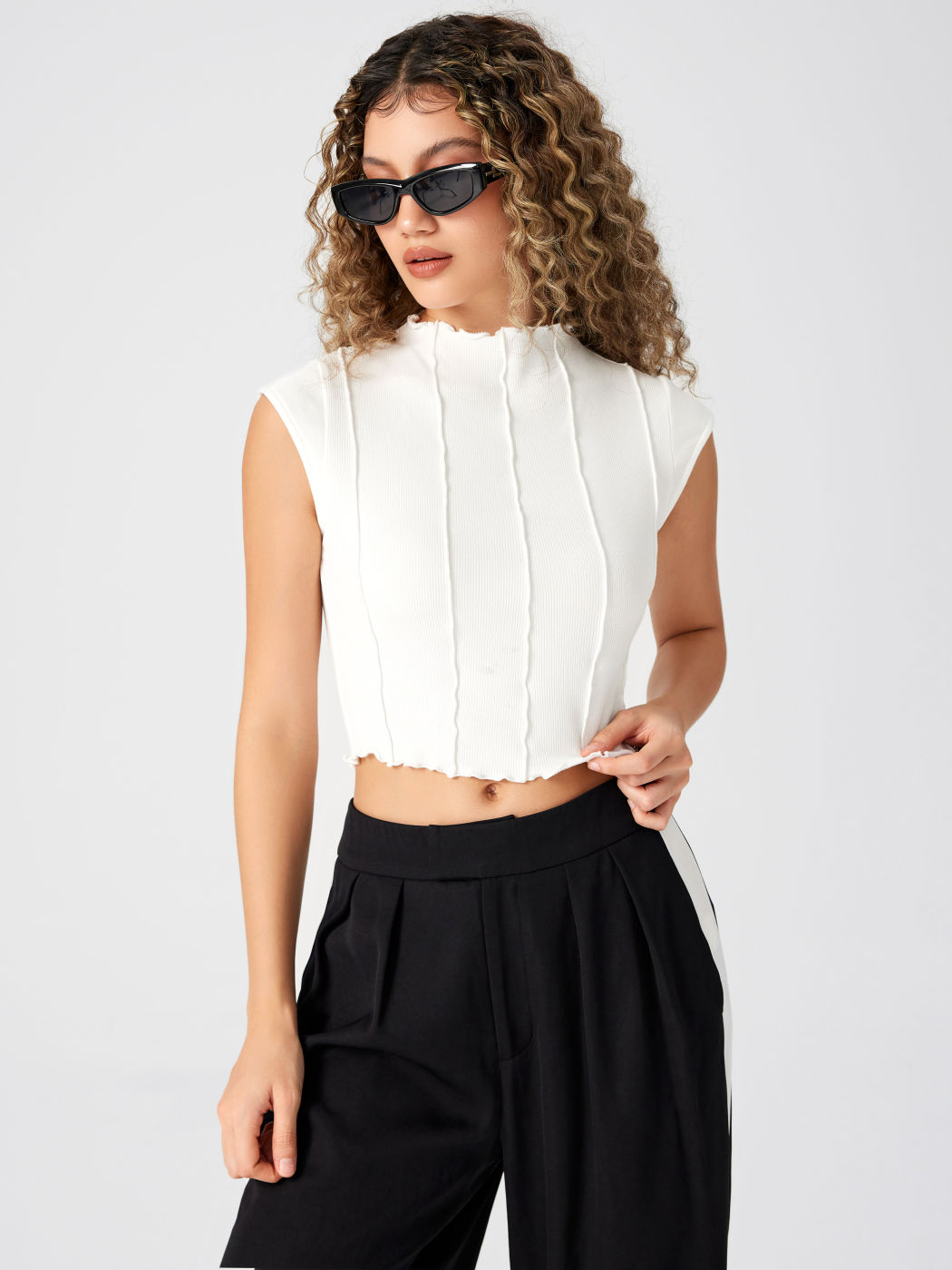 Lettuce Hem Crop Top For Occasion