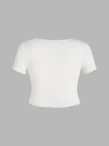 V-neck Ruched Crop Tee Curve & Plus