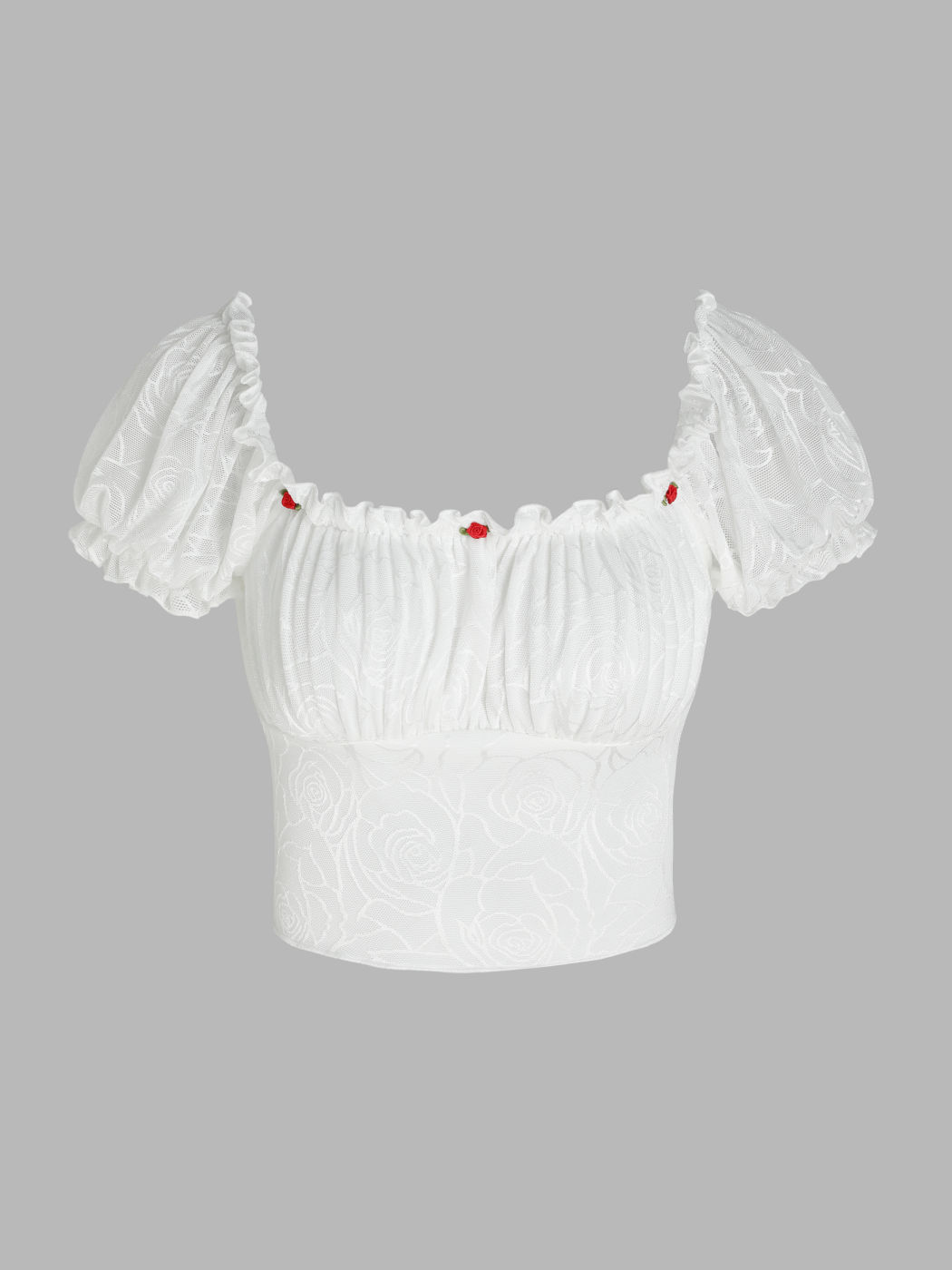 Mesh Rosette Ruched Short Sleeve Top For Daily Casual Vacation