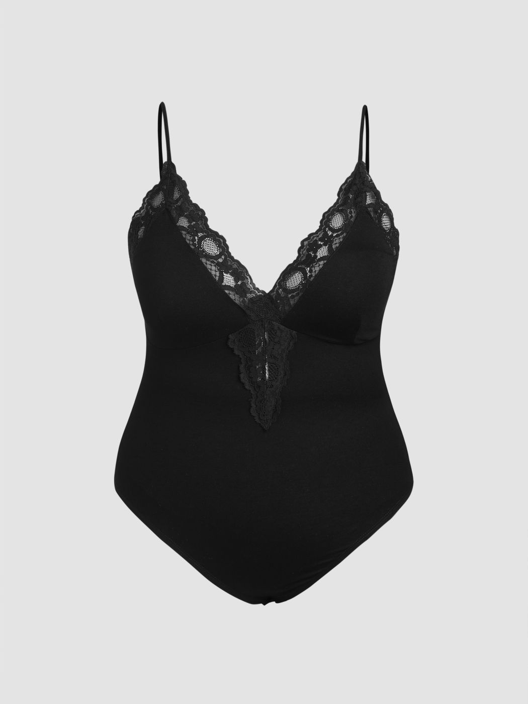 Strick-Body mit Spitzenbesatz Kurve & Plus