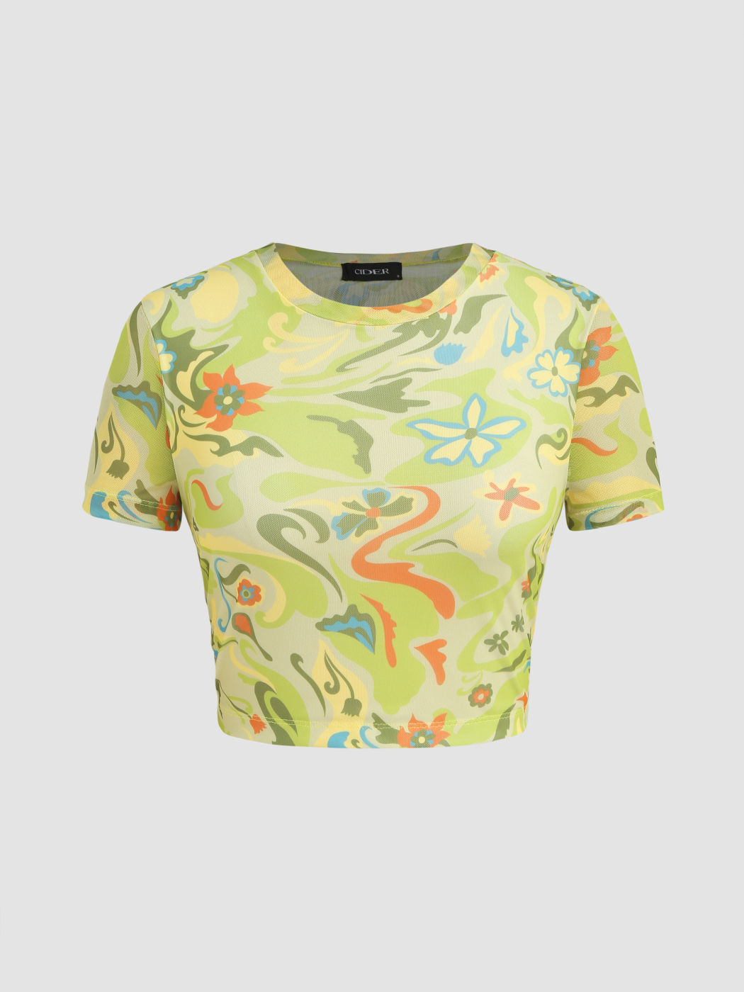 Abstract Mesh Short Sleeve Top