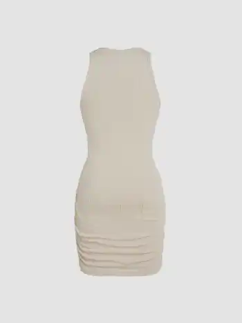 Ruched Knit Sleeveless Mini Dress