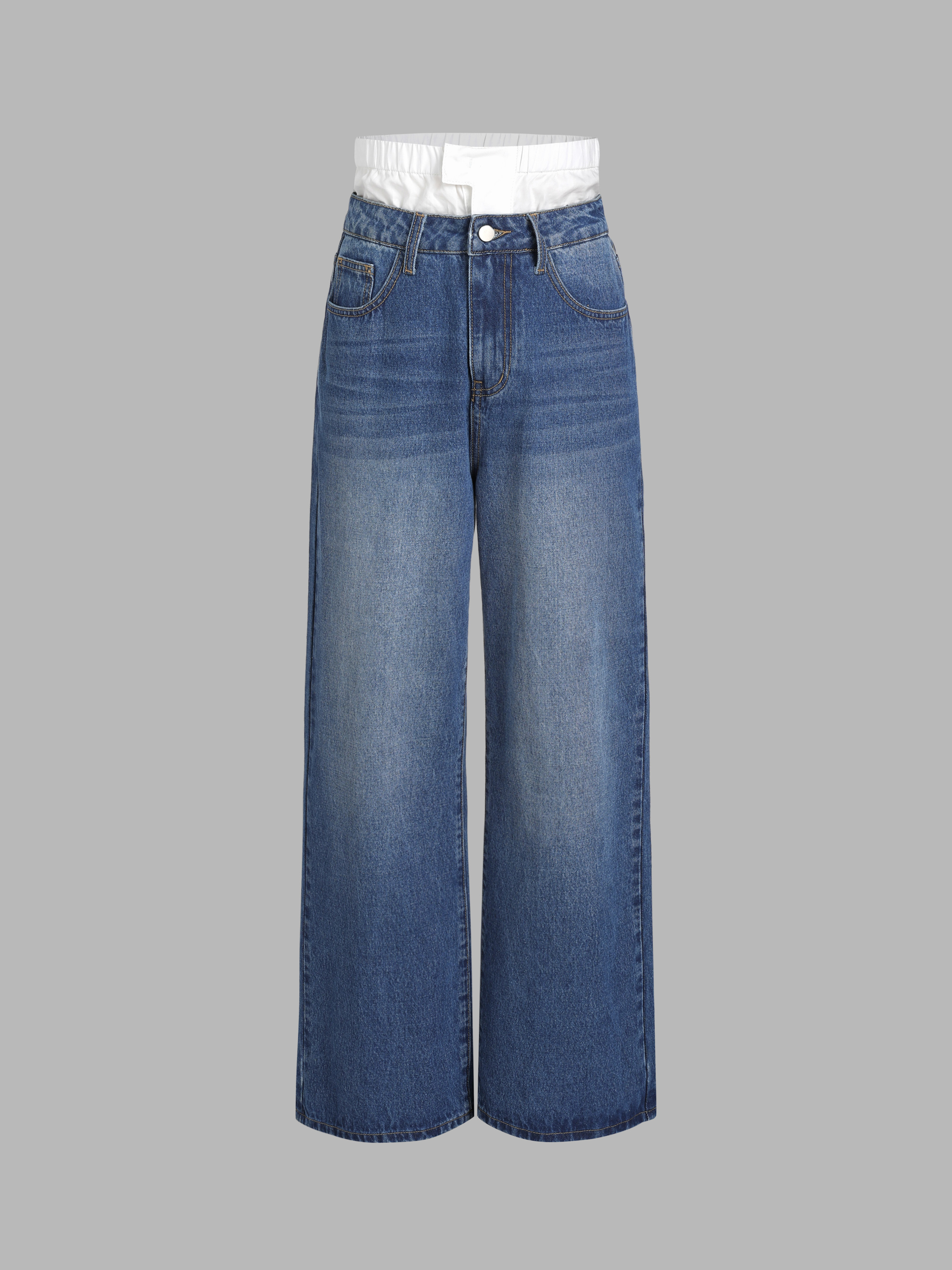 Denim Denim Mid Rise Washed Straight Leg Pants For School