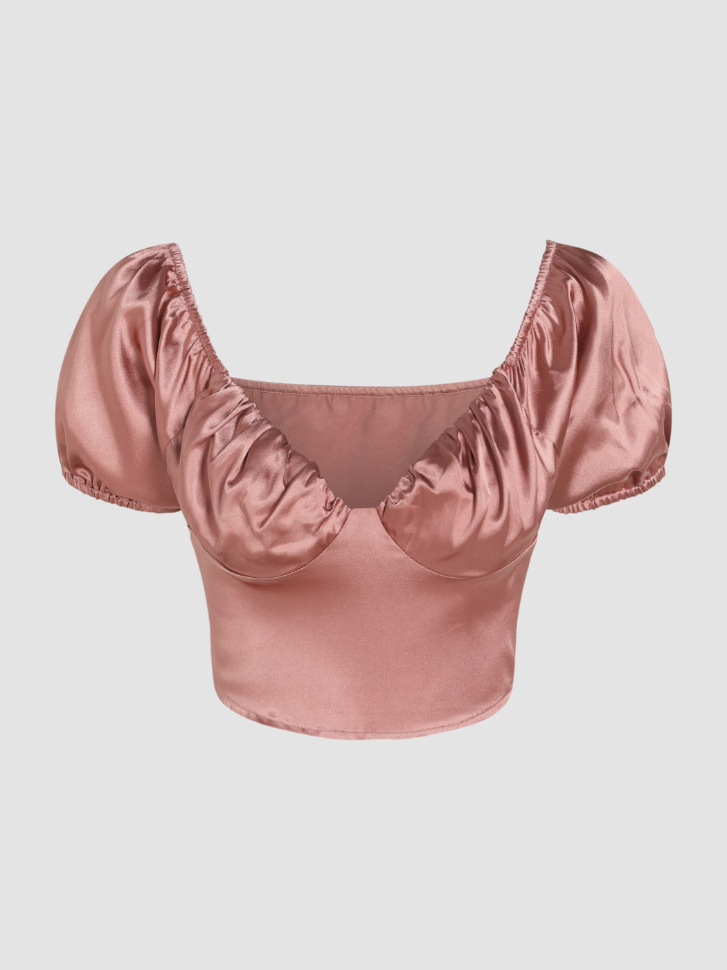 Bluse aus Satin mit Puffärmeln