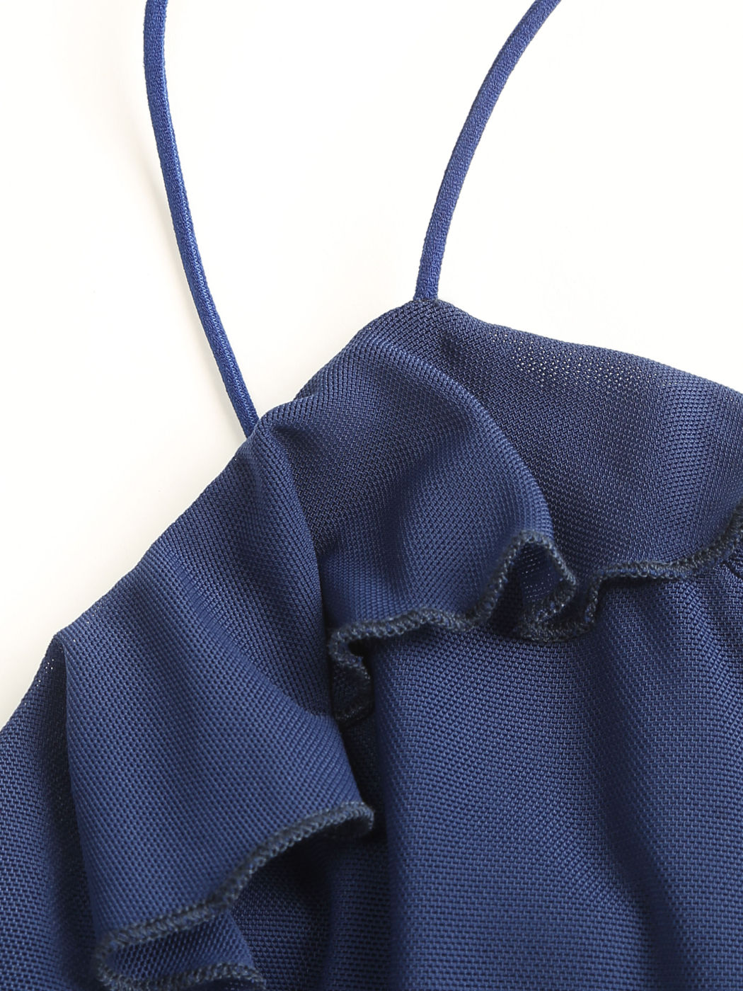 Mesh Ruched Ruffle Hem Maxi Dress