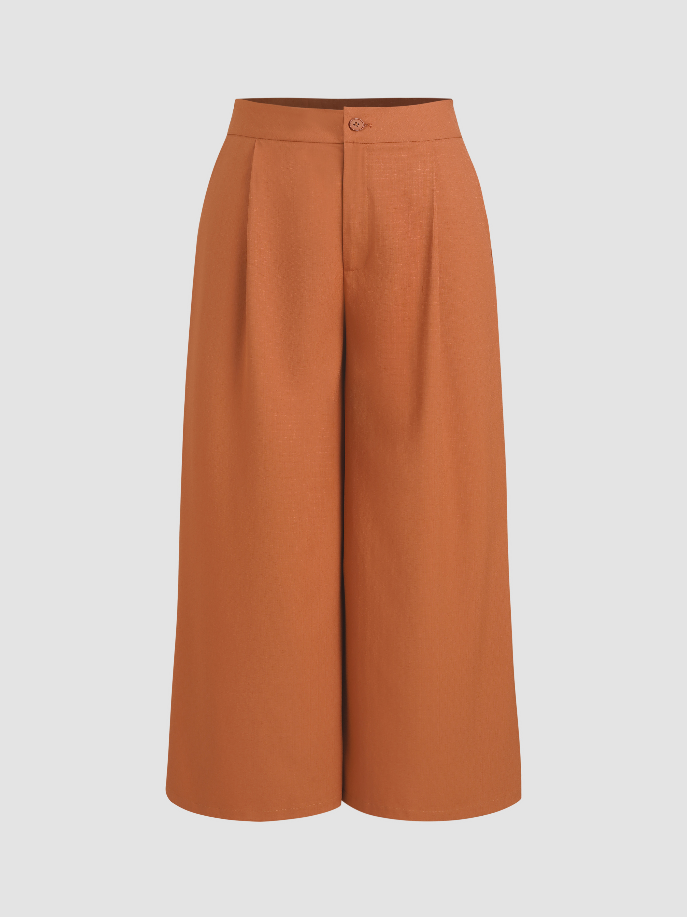 Curve And Plus Pleated Pocket Wide Leg Trousers For Daily Casual