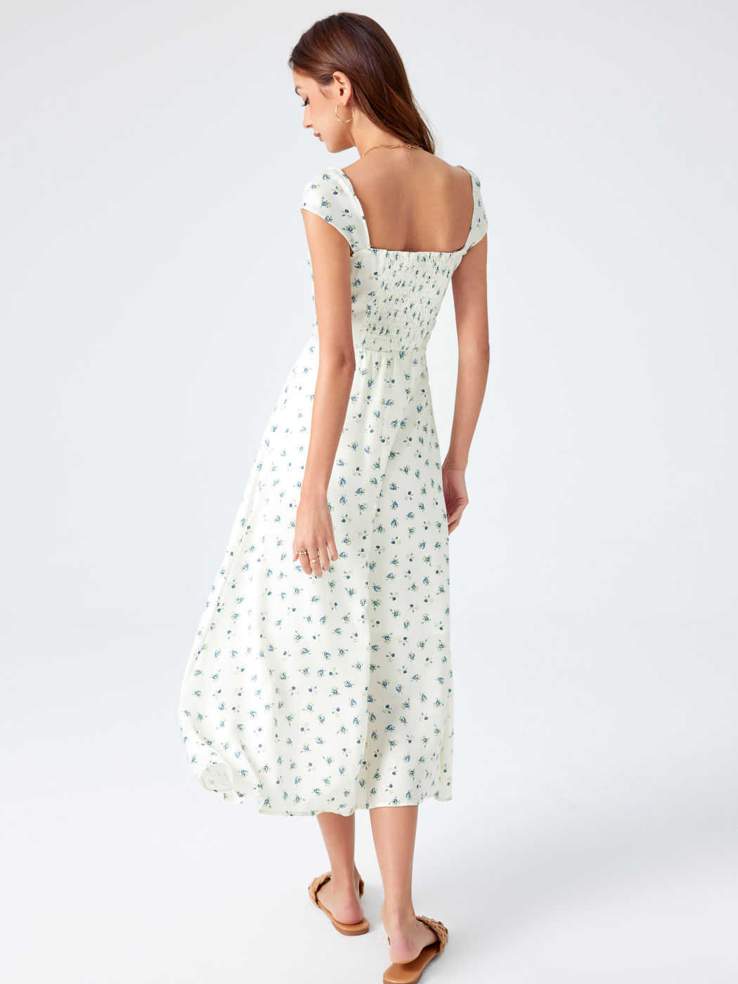 Florales Gerafftes Maxikleid