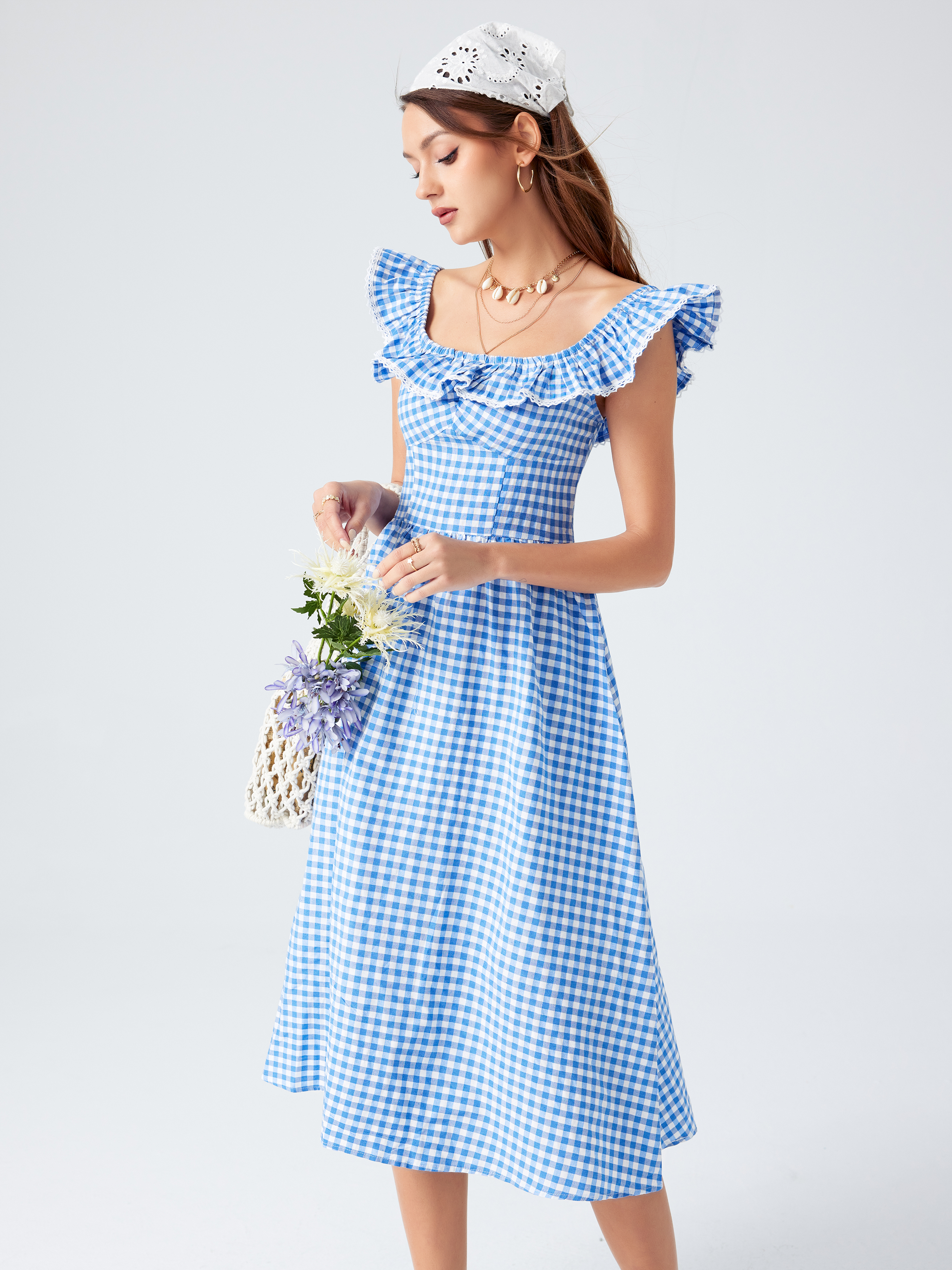 Drawer別注 Scye CHECKED DRESS Saige Dress – Sea, New York