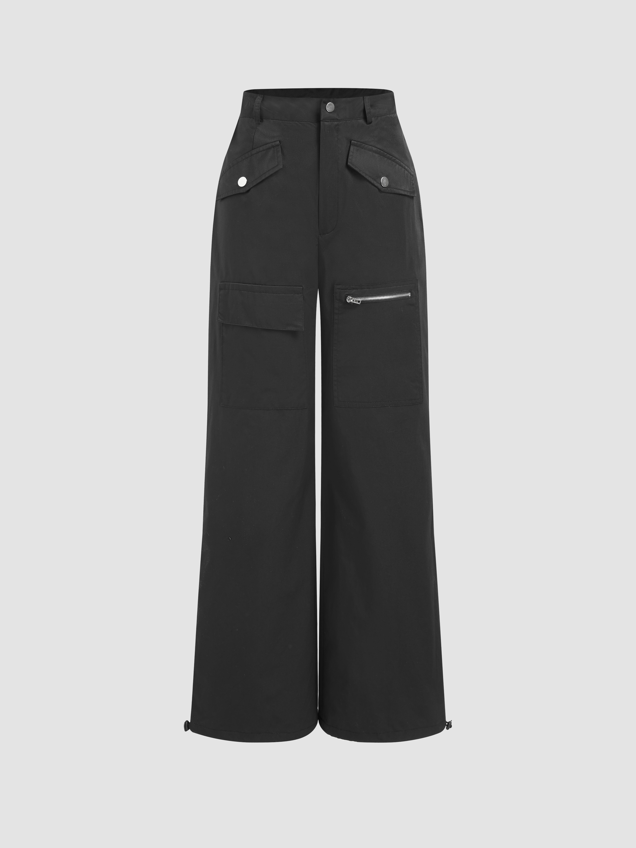 Cargo High Waist Drawstring Zipper Pants For School Daily Casual