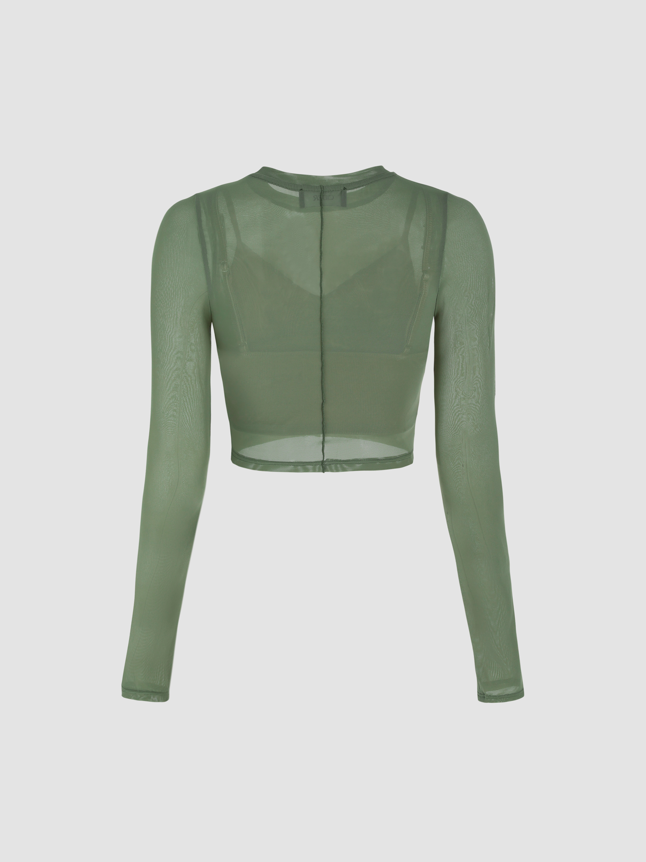 Office Siren Knit Fabric Sheer Long Sleeve Top & Tank Top