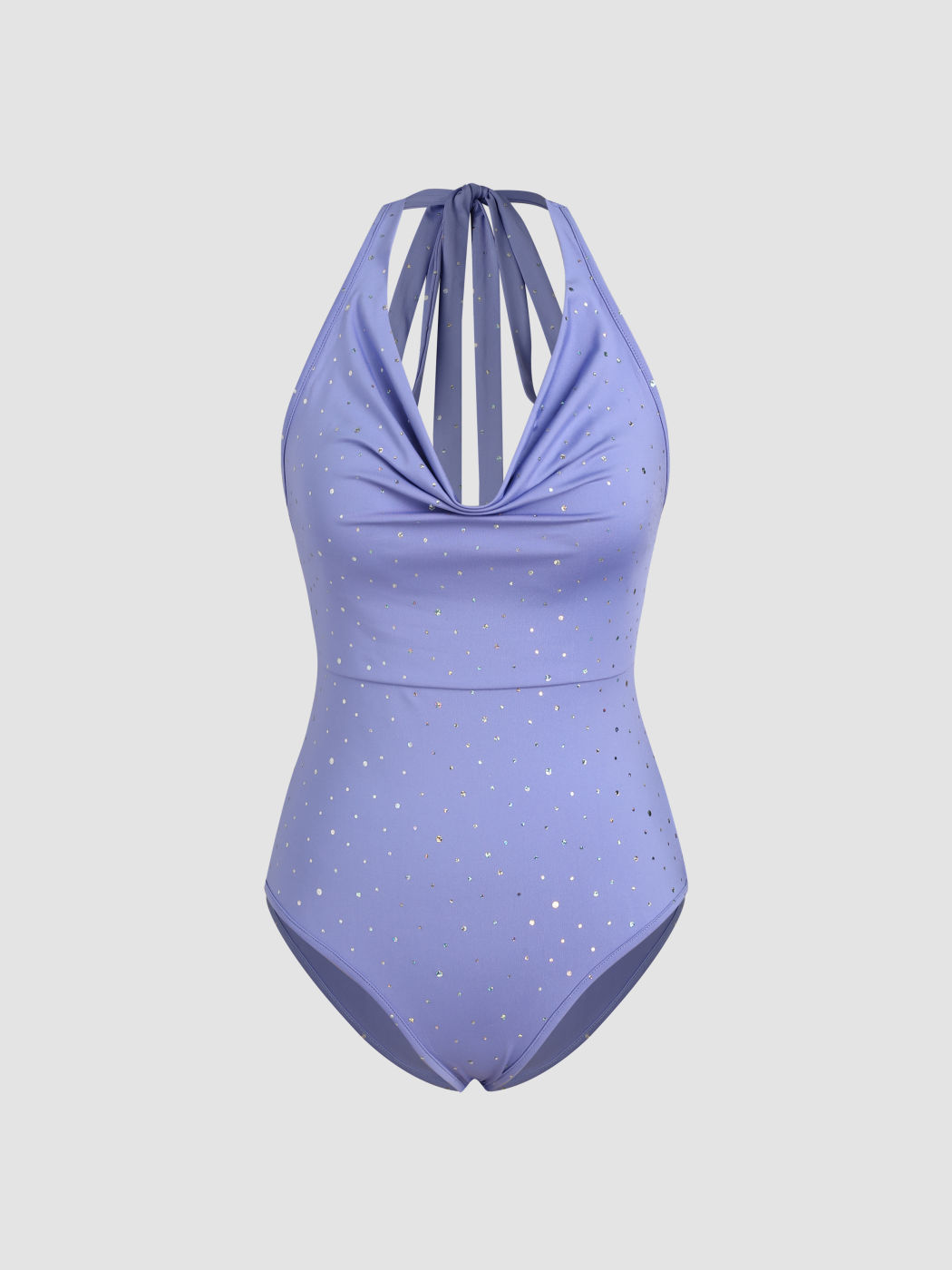 Halloween Knit Fabric Sequin Vneck Halter Bodysuit For Vacation