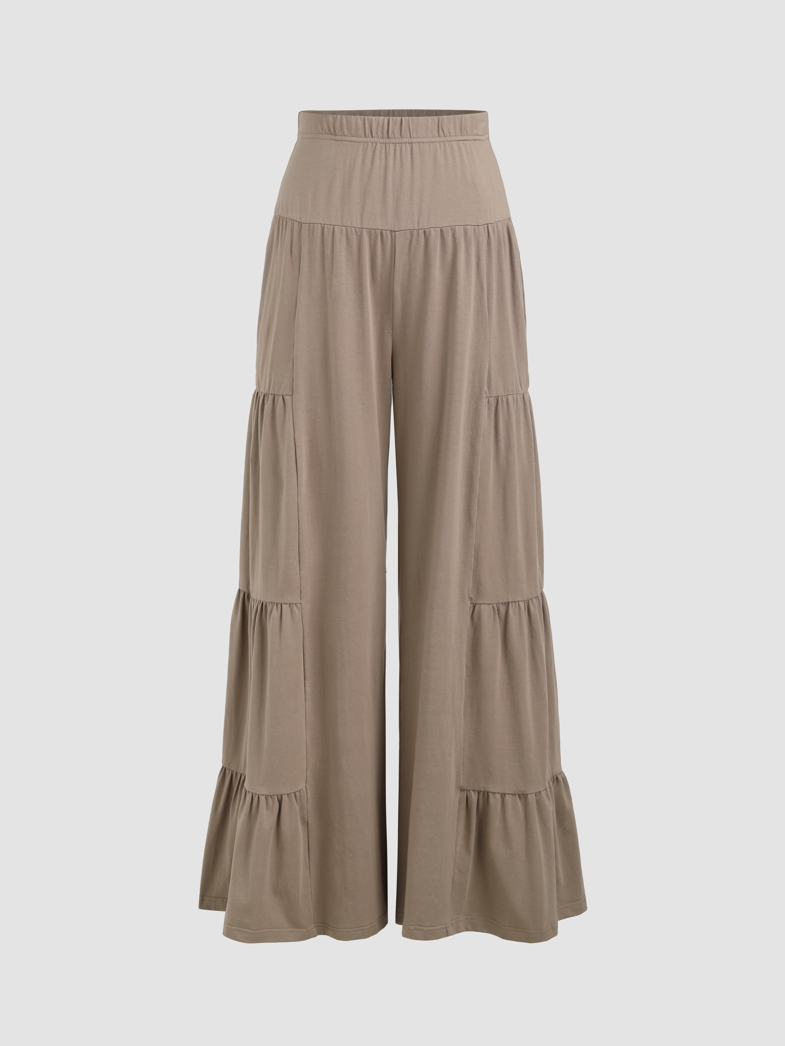 Wide Leg Pants Ruffle Mid Waist Wide Leg Pants For Daily Casual