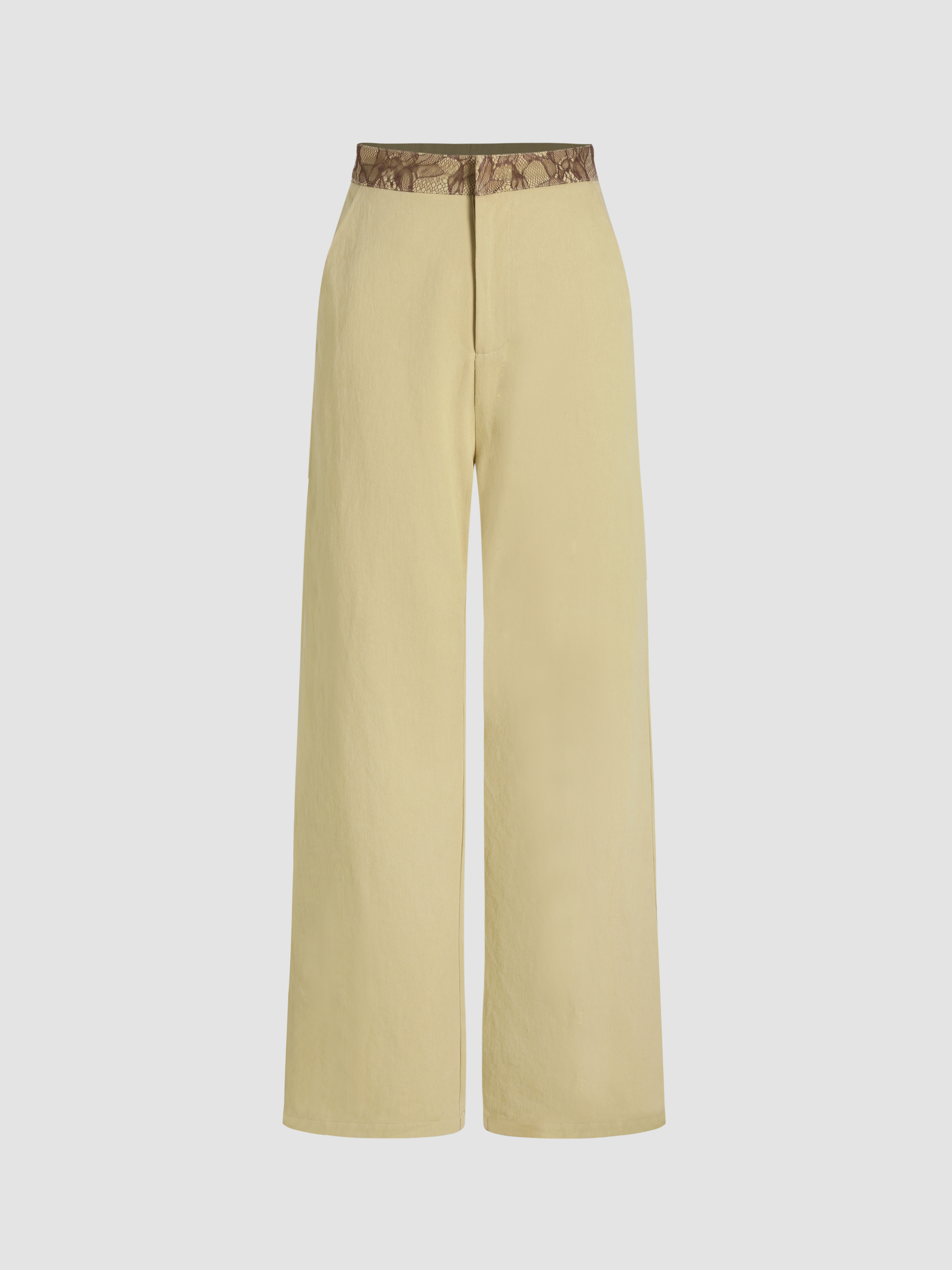 Patchwork High Waisted Wide Leg Trousers
