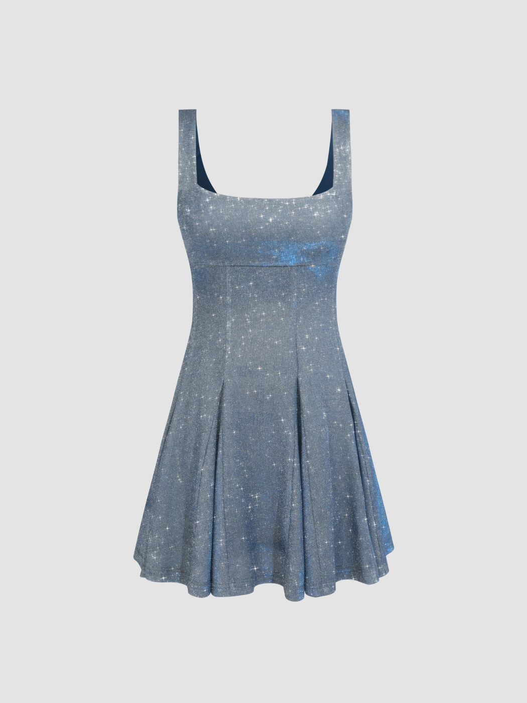 Metallic Glitter Square Neck Ruffle Mini Dress For Date Daily Casual ...
