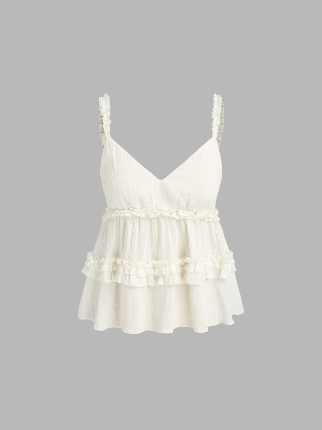 Rüschen Saum V-Ausschnitt Crop Top