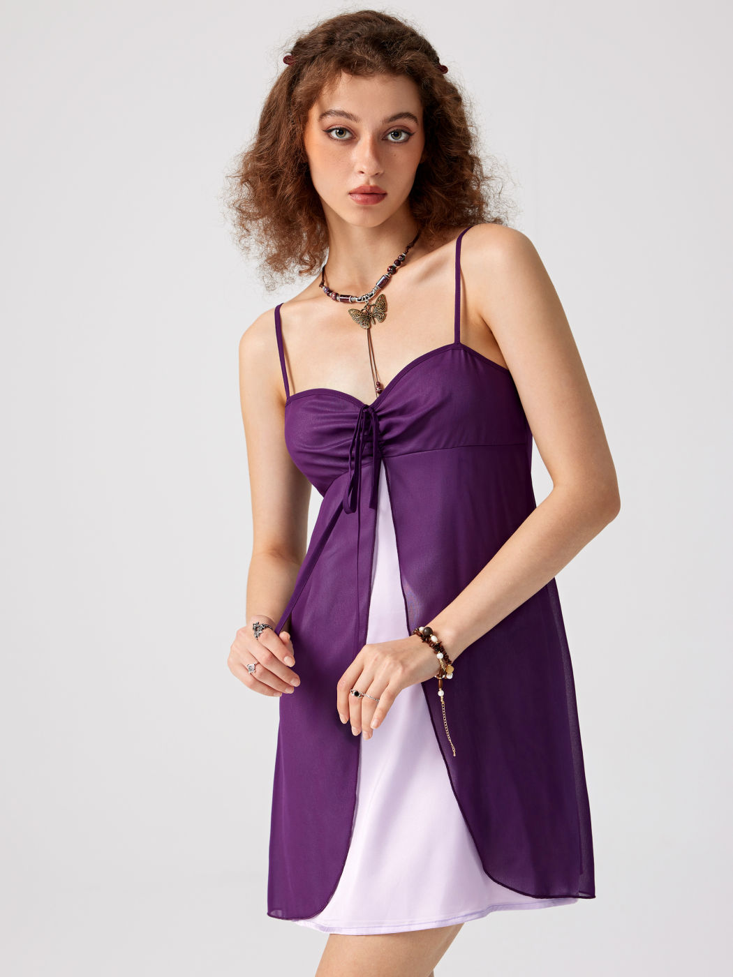 Chiffon Halter Ruched Knotted Mini Dress