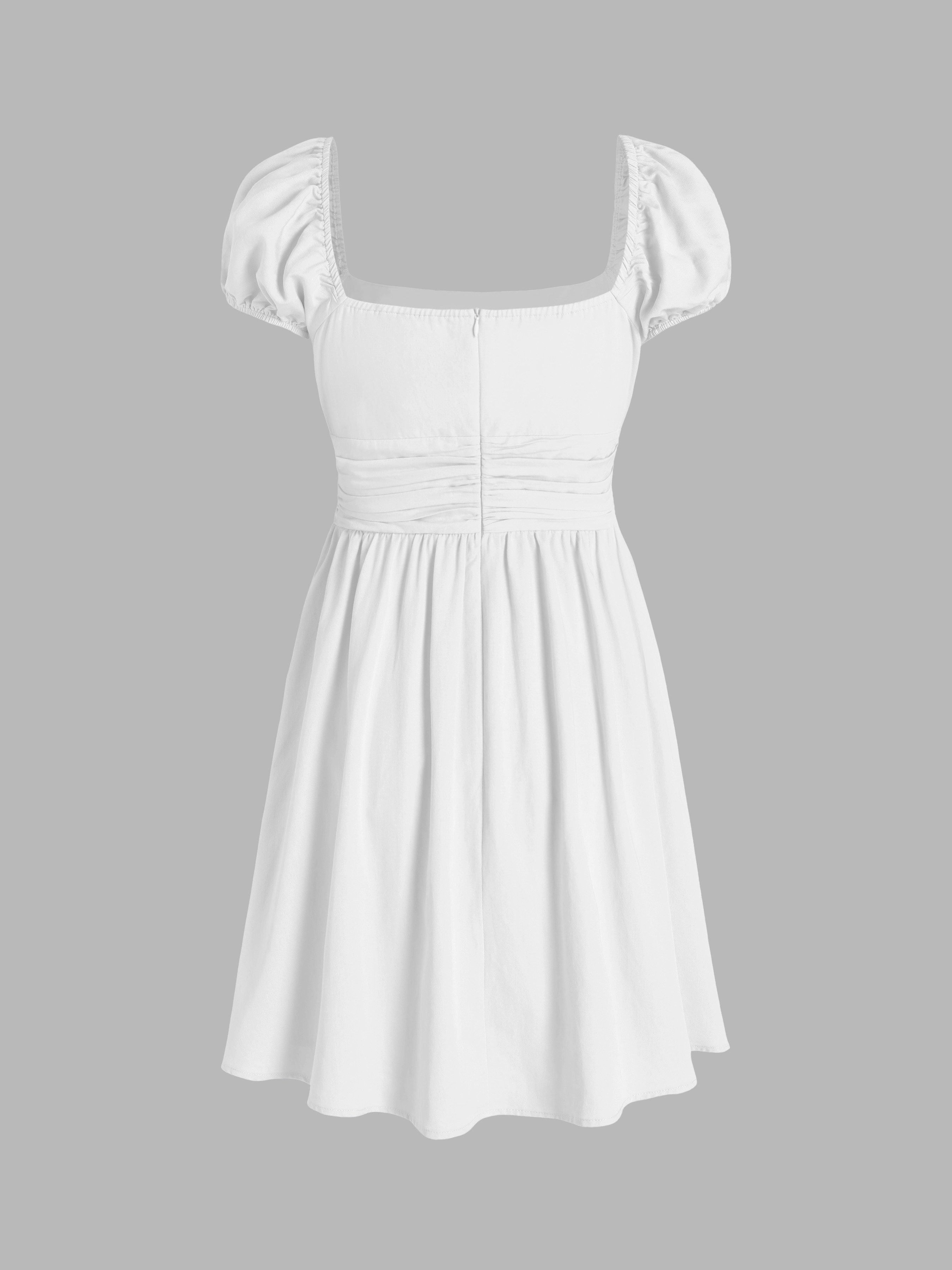 Linen Dress Linen-blend Linen-Blend Ruched Ruffle Square
