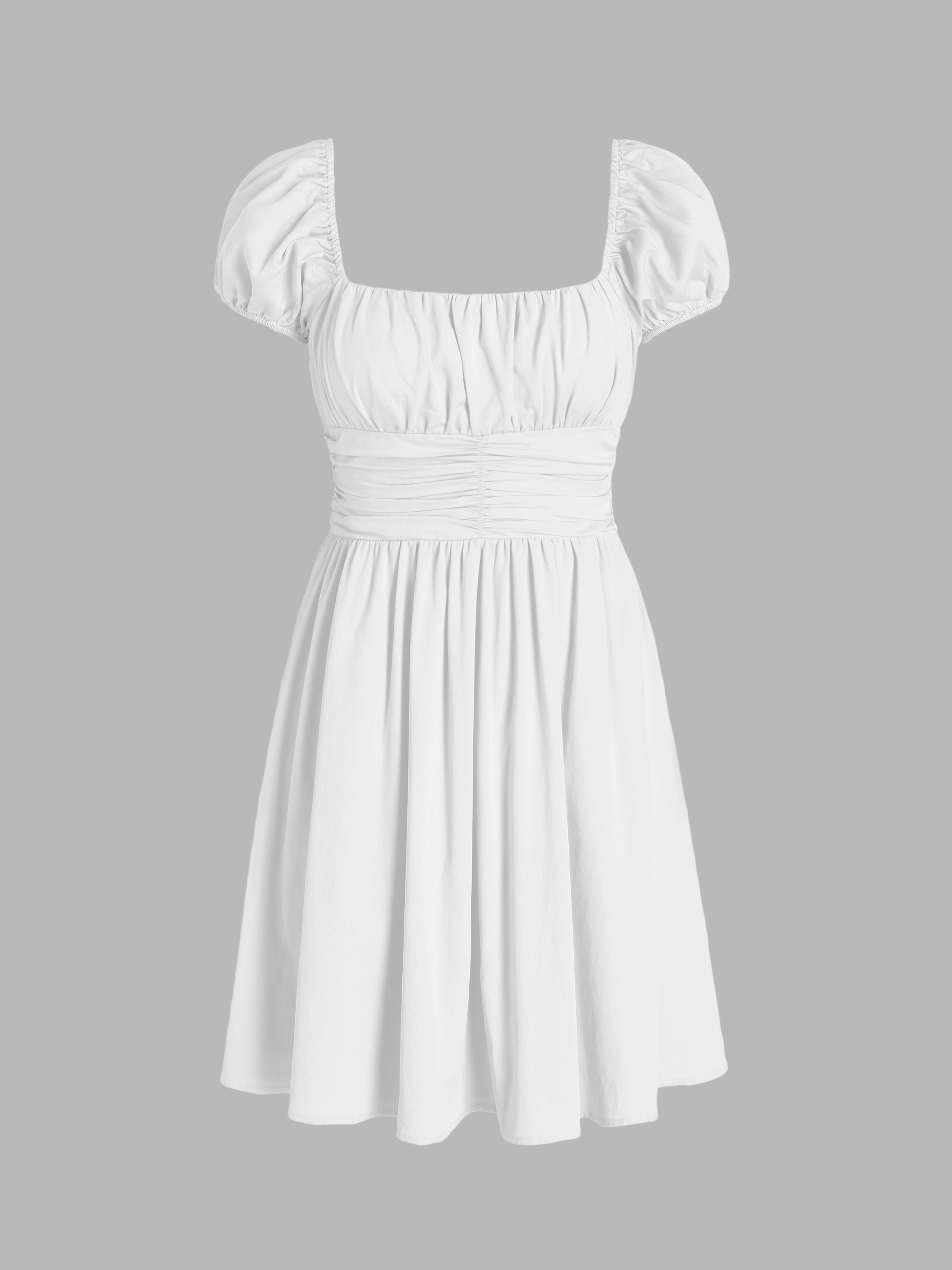 Linen Dress Linen-blend Linen-Blend Ruched Ruffle Square