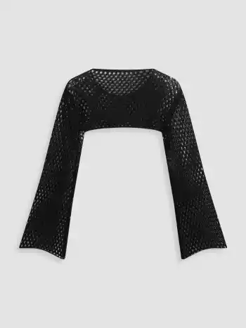 Mitternachtsschleier Ultra-Kurzer Langarm Shrug Kurve & Plus