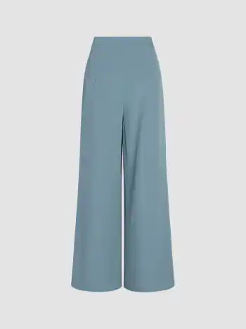 Solid Pleated Wide Leg Trousers
