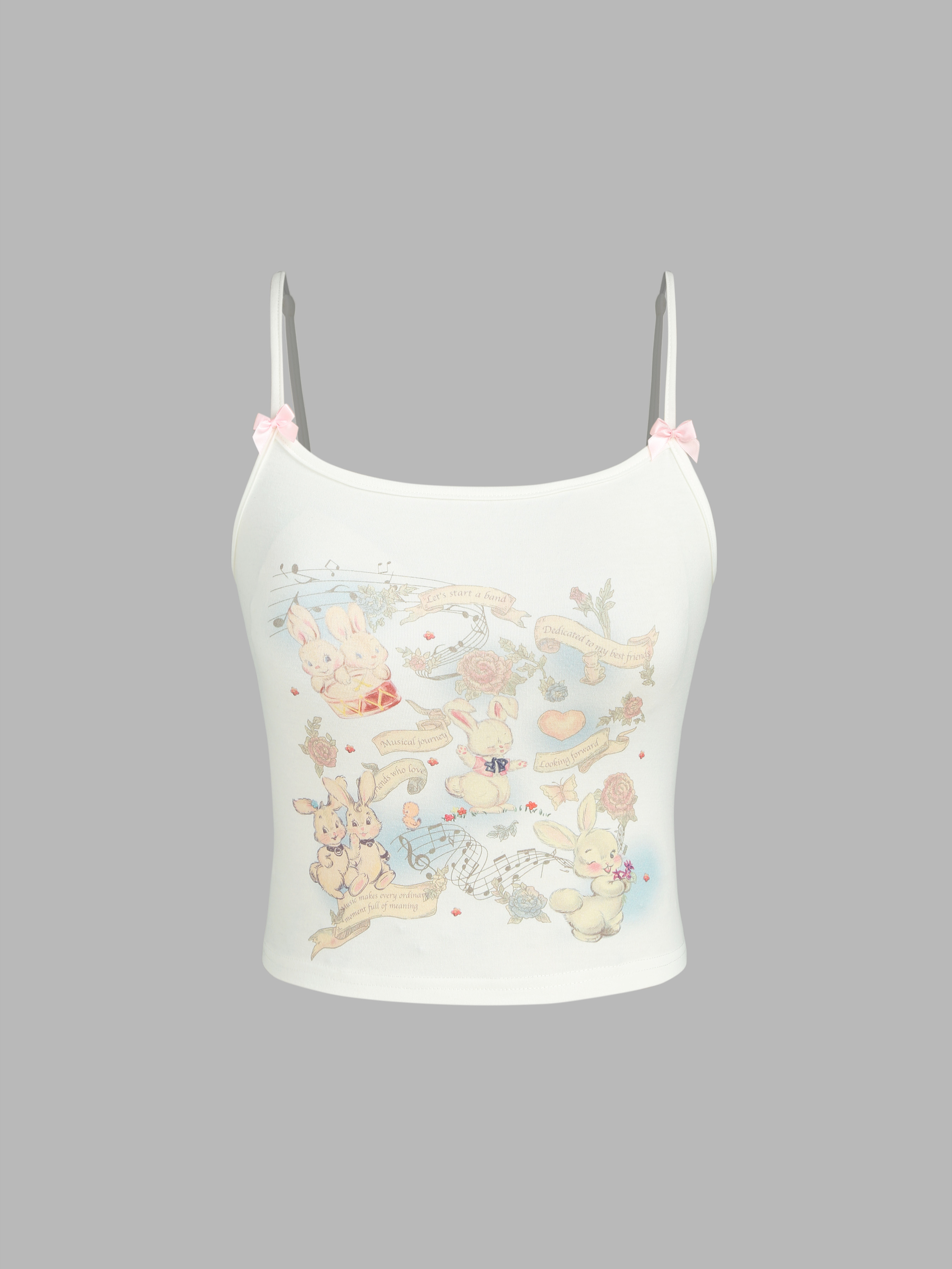 Rabbit Bowknot Crop Cami Top Cider