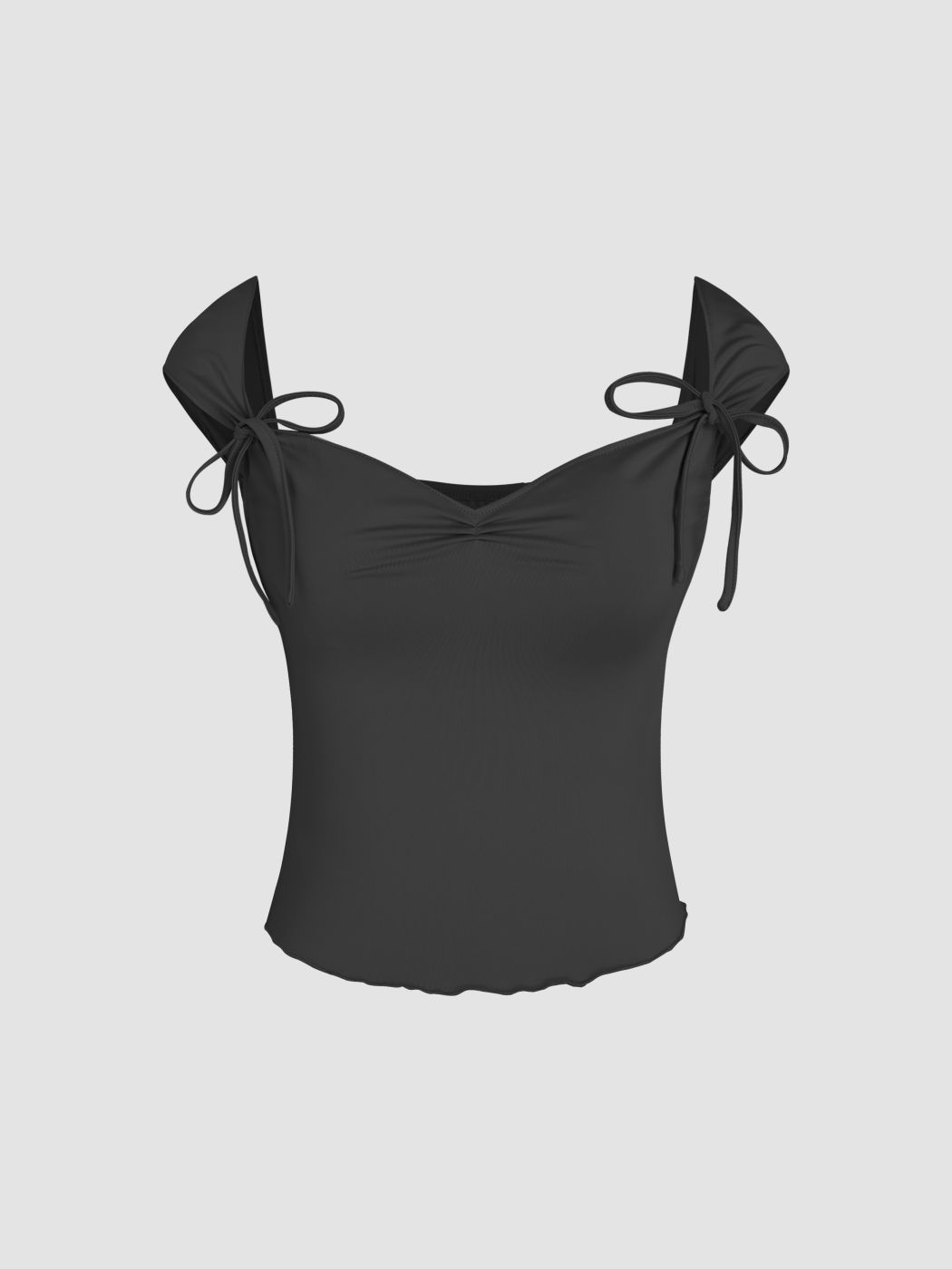 Gerafftes Cami-Top mit Rüschen und Schleife