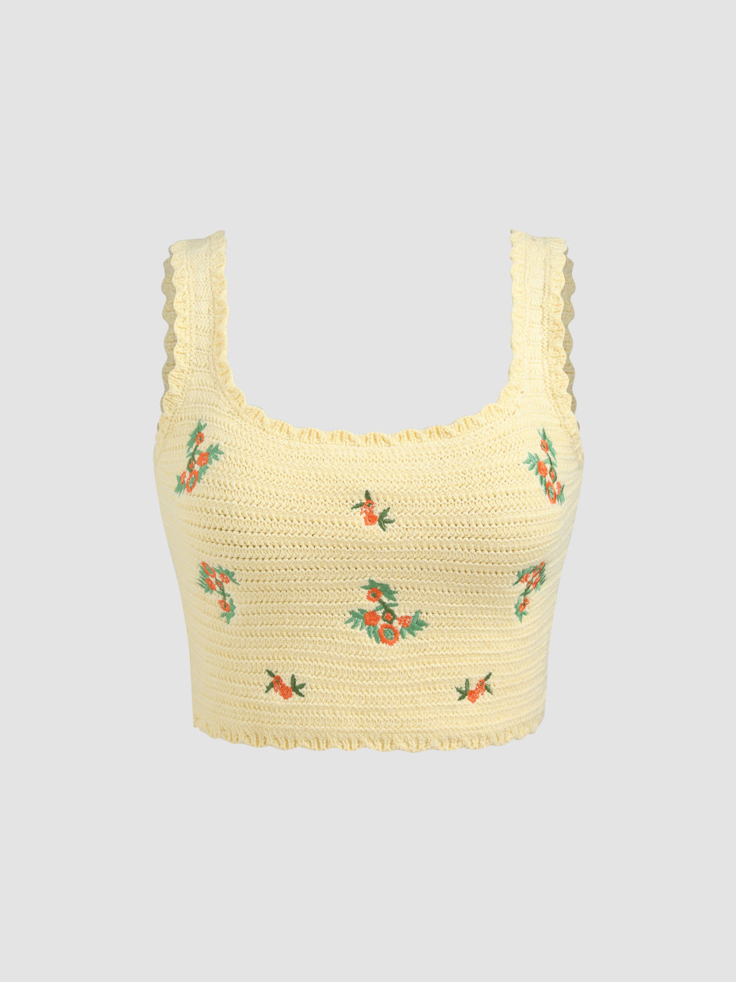 Crop-Top mit Blumenstickerei