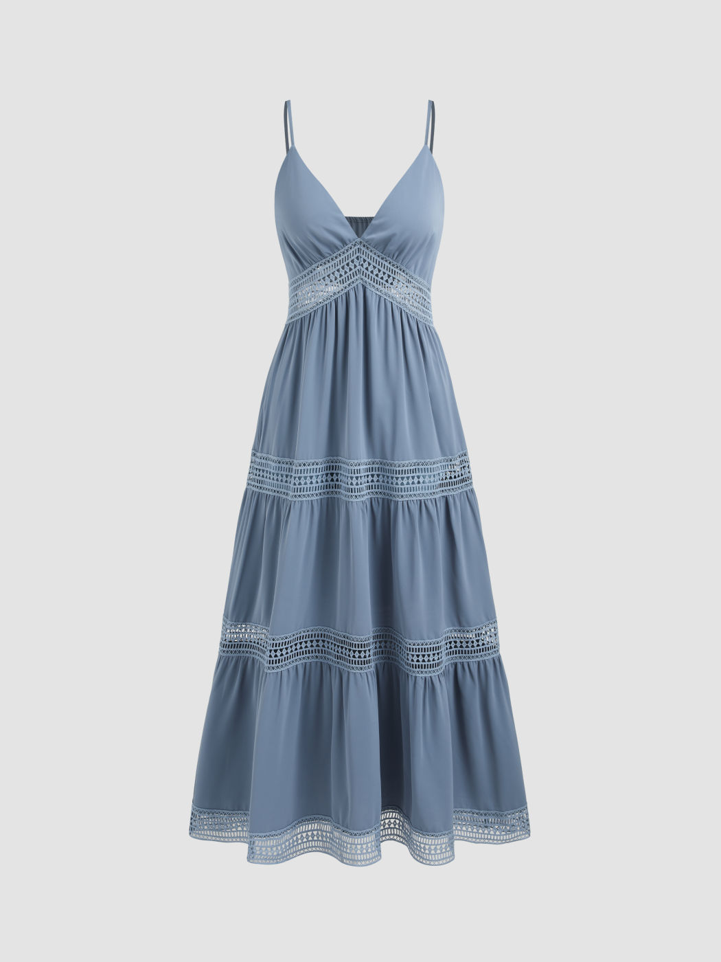 Maxikleid mit V-Ausschnitt und ausgehöhlten Rüschen