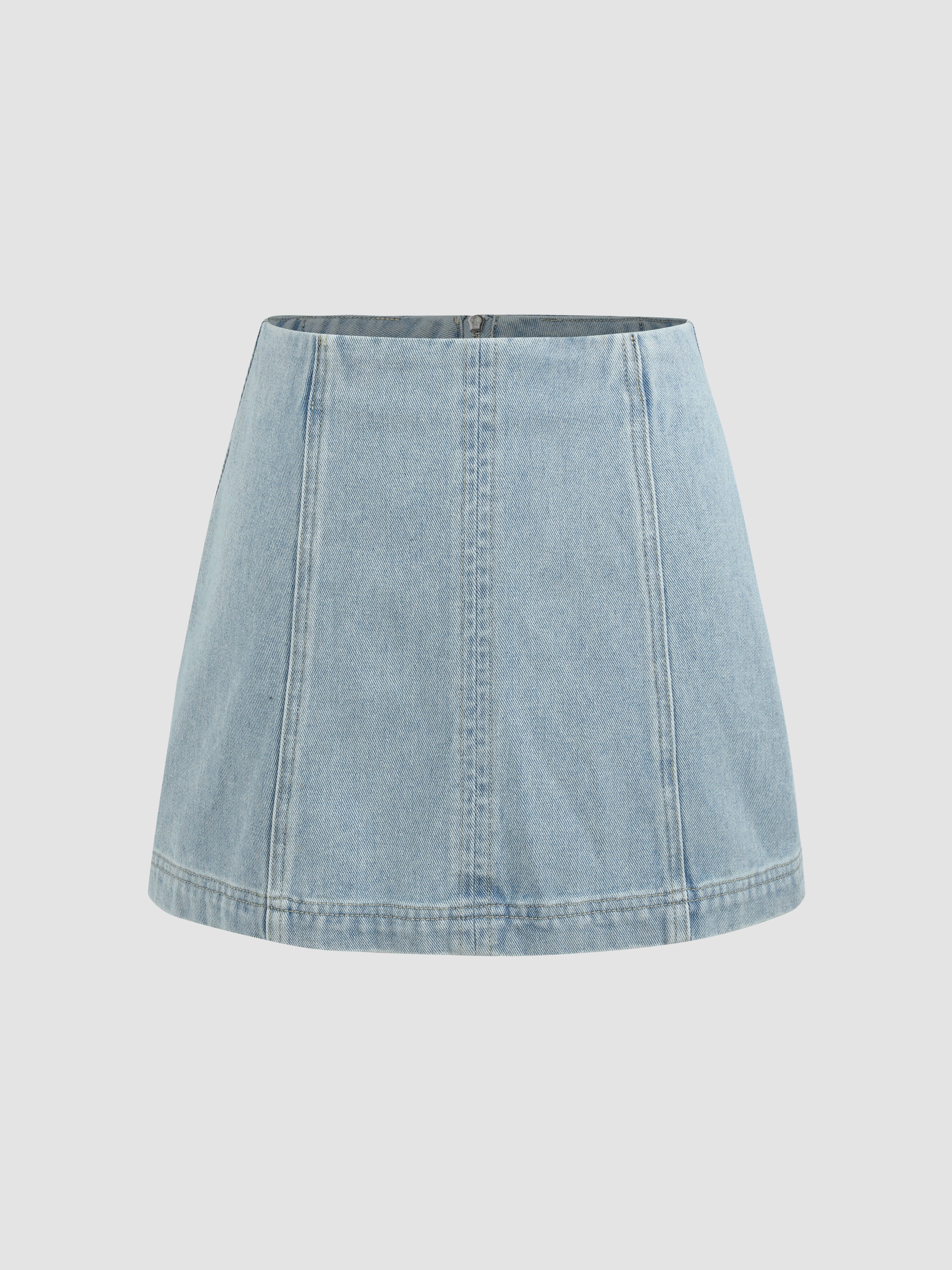 Light Blue Wash Micro Mini Denim Skater Skirt | PrettyLittleThing