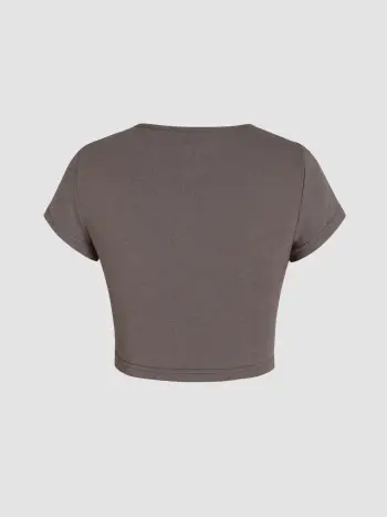 Top corto annodato in spugna con finiture a contrasto