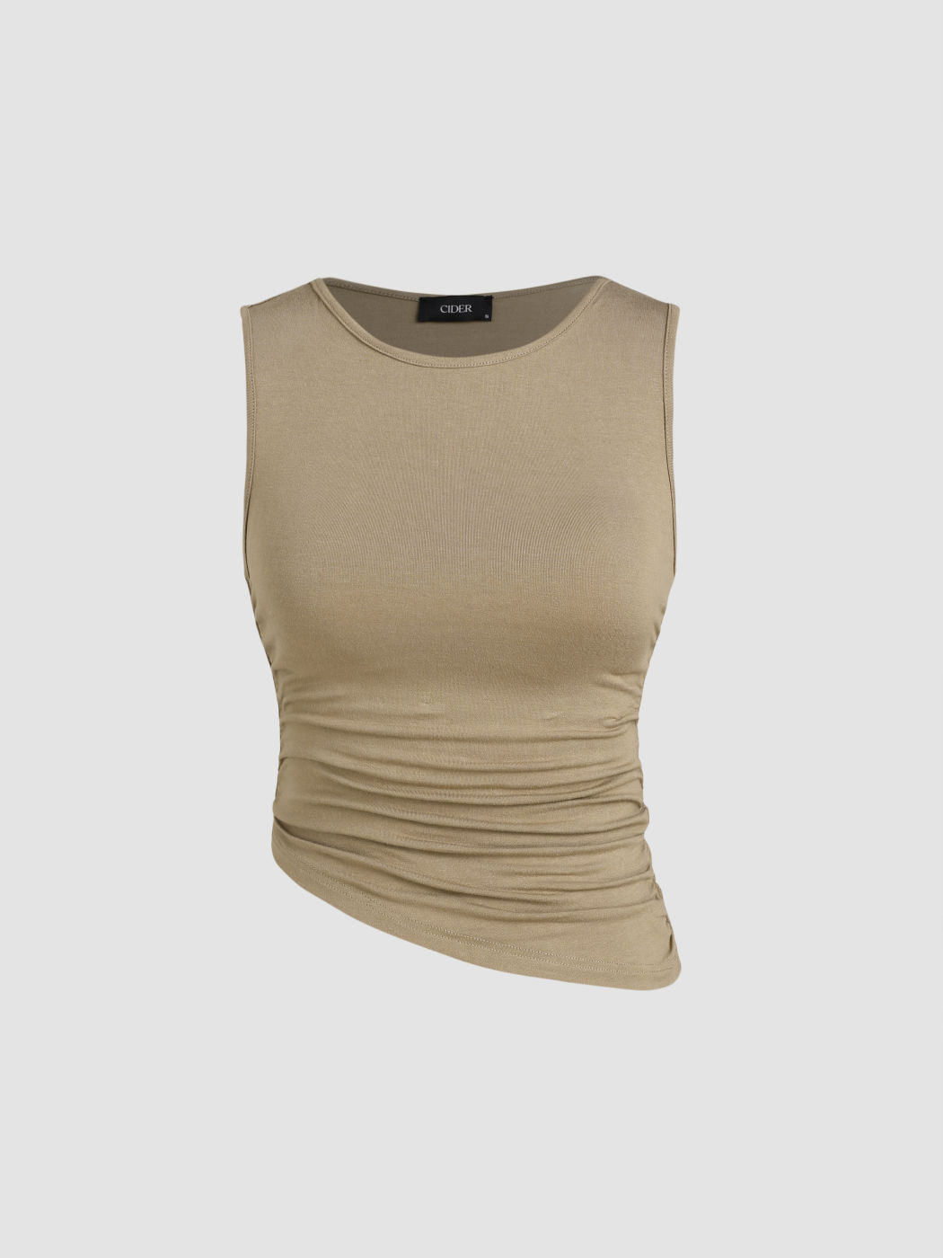  Rundhalsausschnitt Gerafftes Crop Top