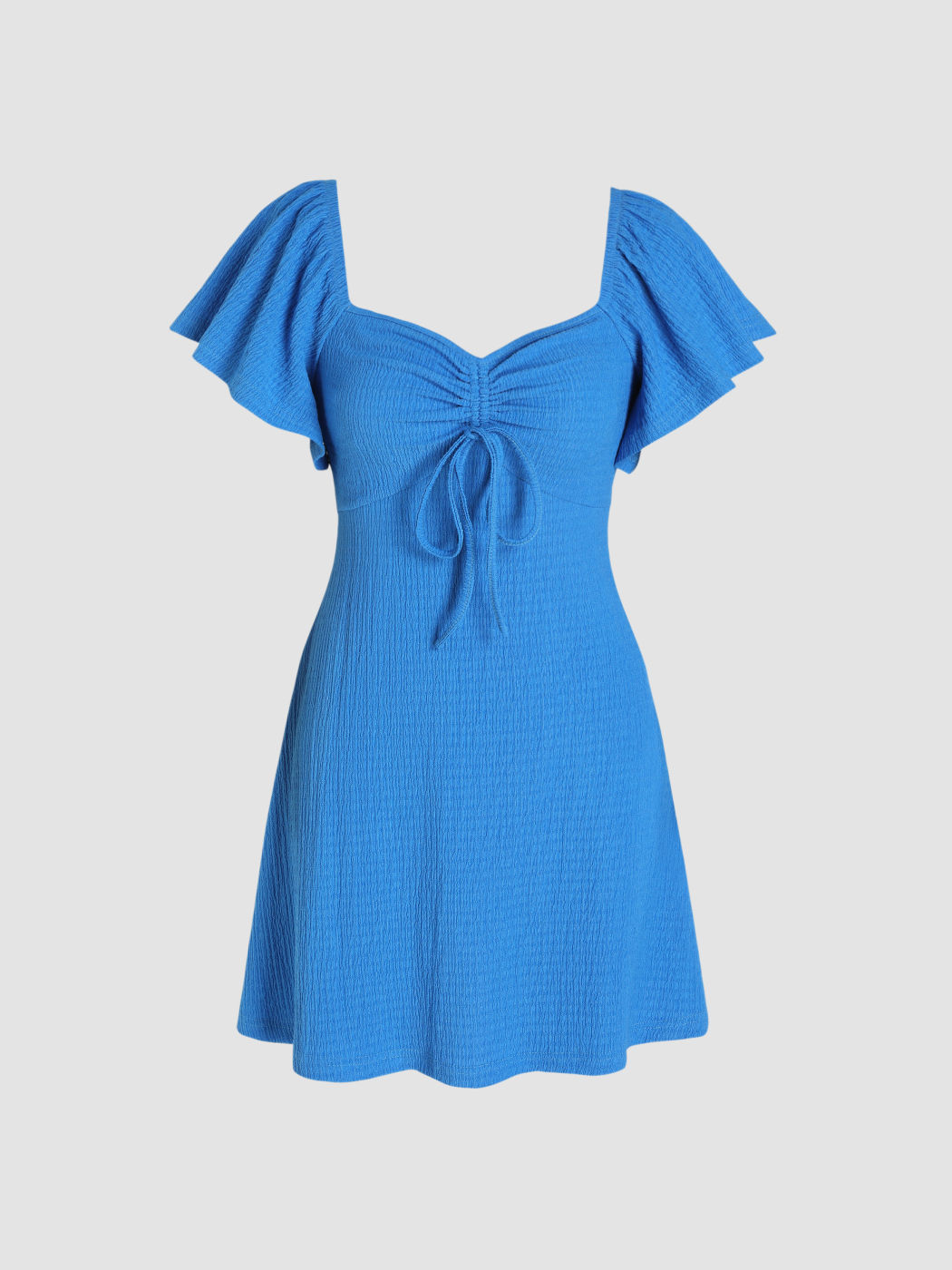 Sun Dresses Knit Fabric Knotted Ruffle Hem Mini Dress For Daily Casual ...