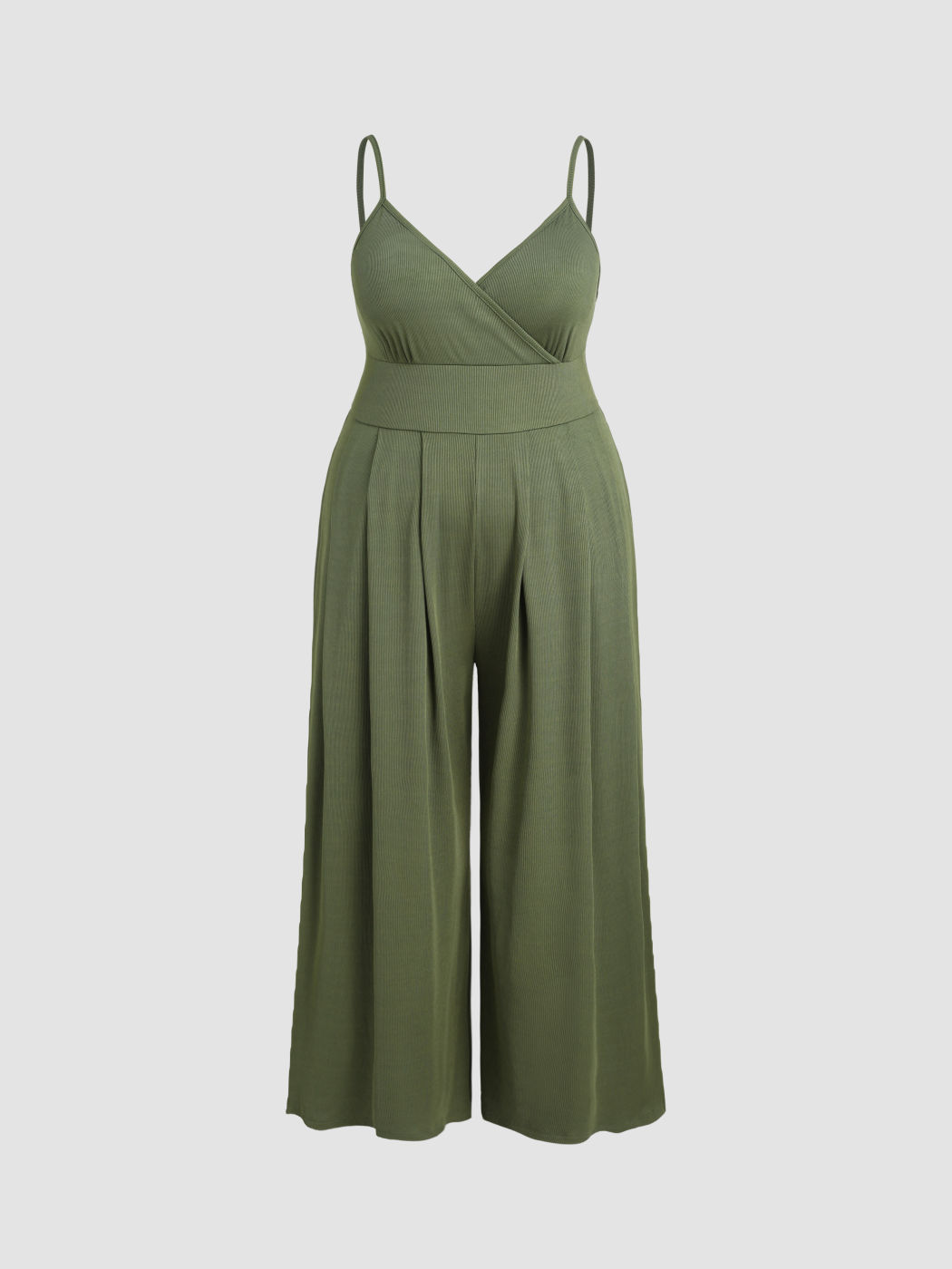  V-Ausschnitt Cami Weites Bein Overall Kurve & Plus
