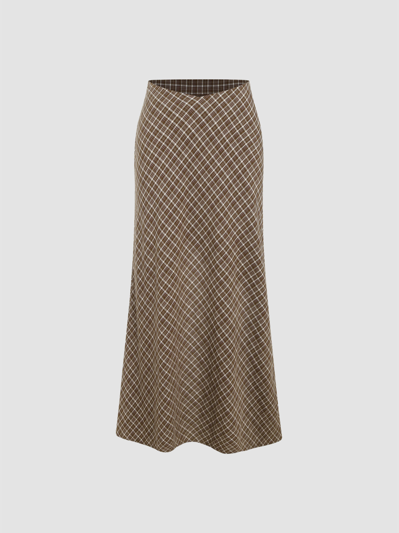 Check Ruffle Hem Maxi Skirt