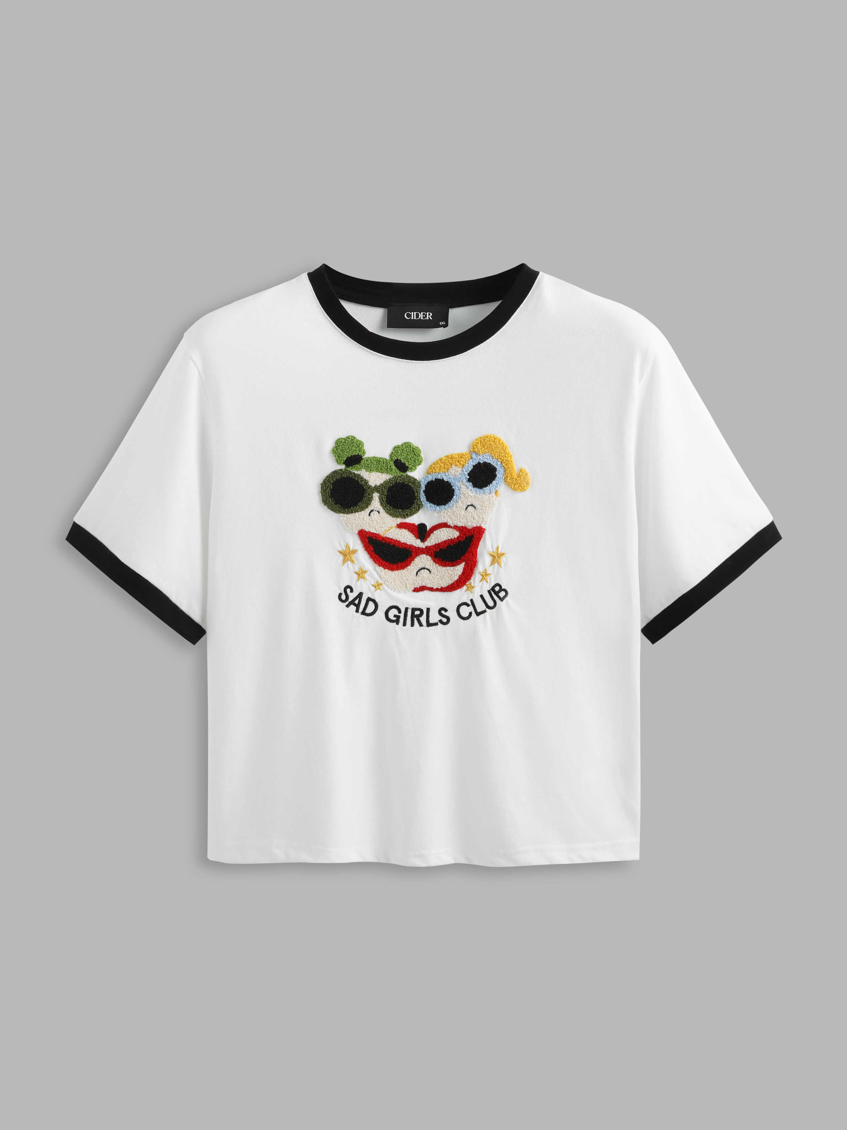 Cider X Sad Girls Club Curve Logo Graphic TShirt For School Daily Casual
