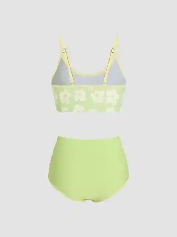 Geblümter Bikini-Badeanzug mit U-Ausschnitt und Shaping