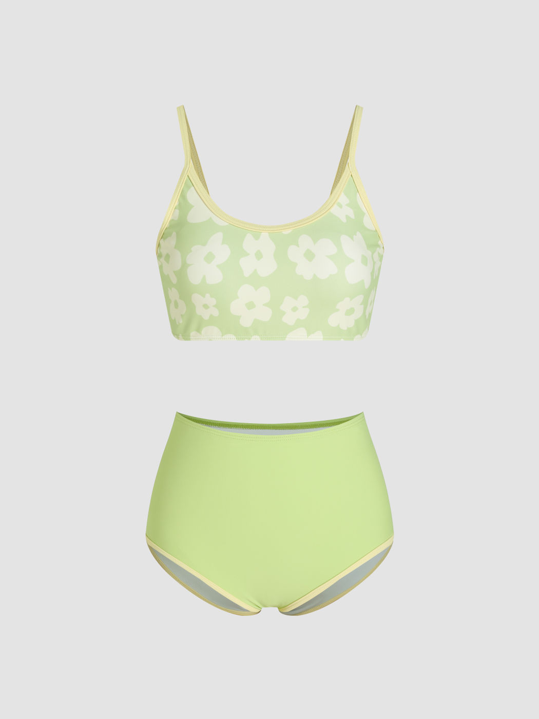 Binding Trim Floral Shaping Bikini Swimsuit