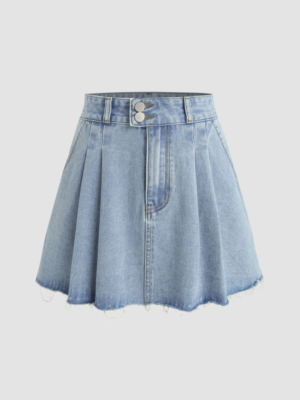 Plissee Fransen Rüschen Denim Minirock