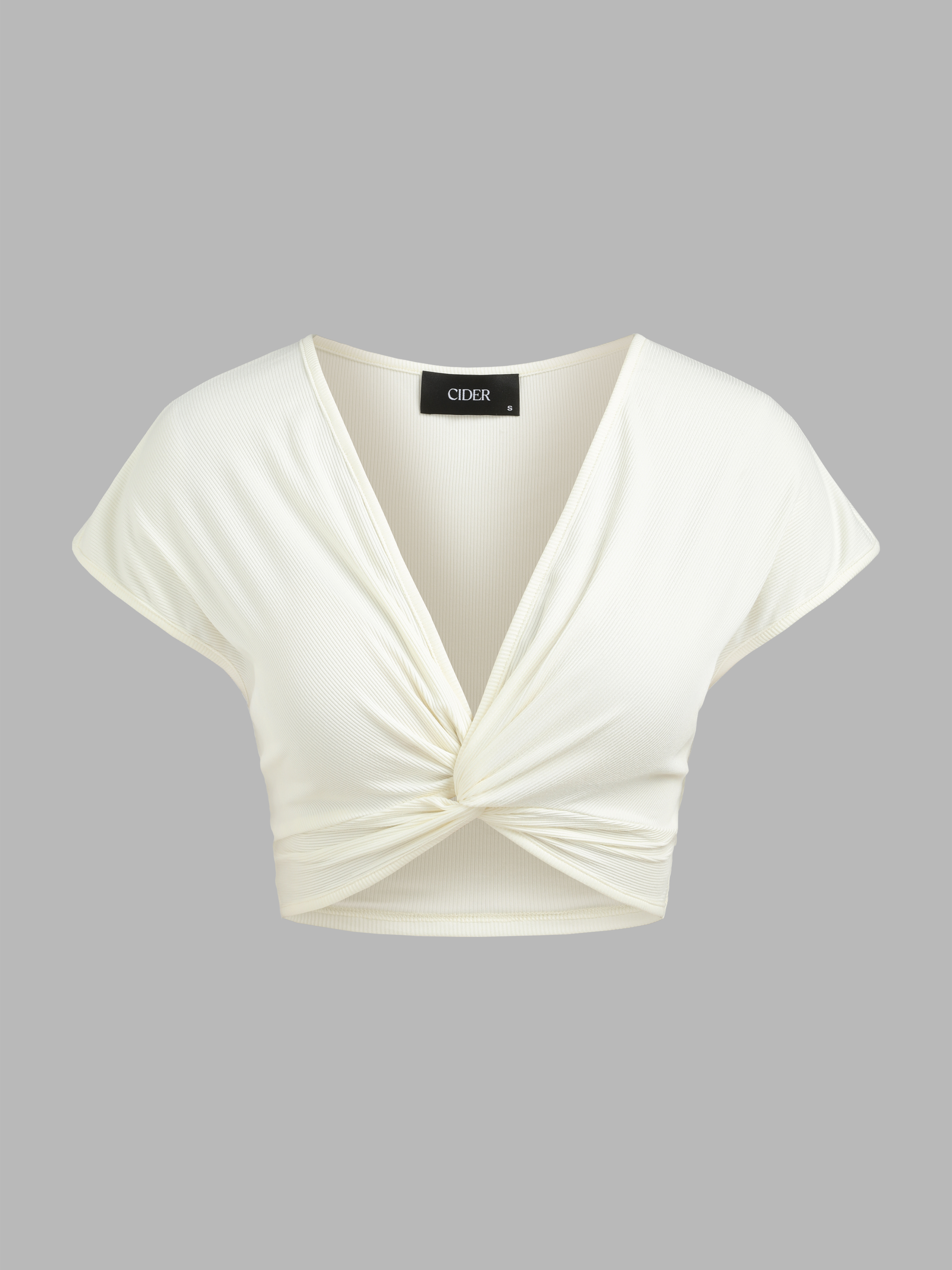 Contrast Round Neck Short Sleeve Cropped Knit Top