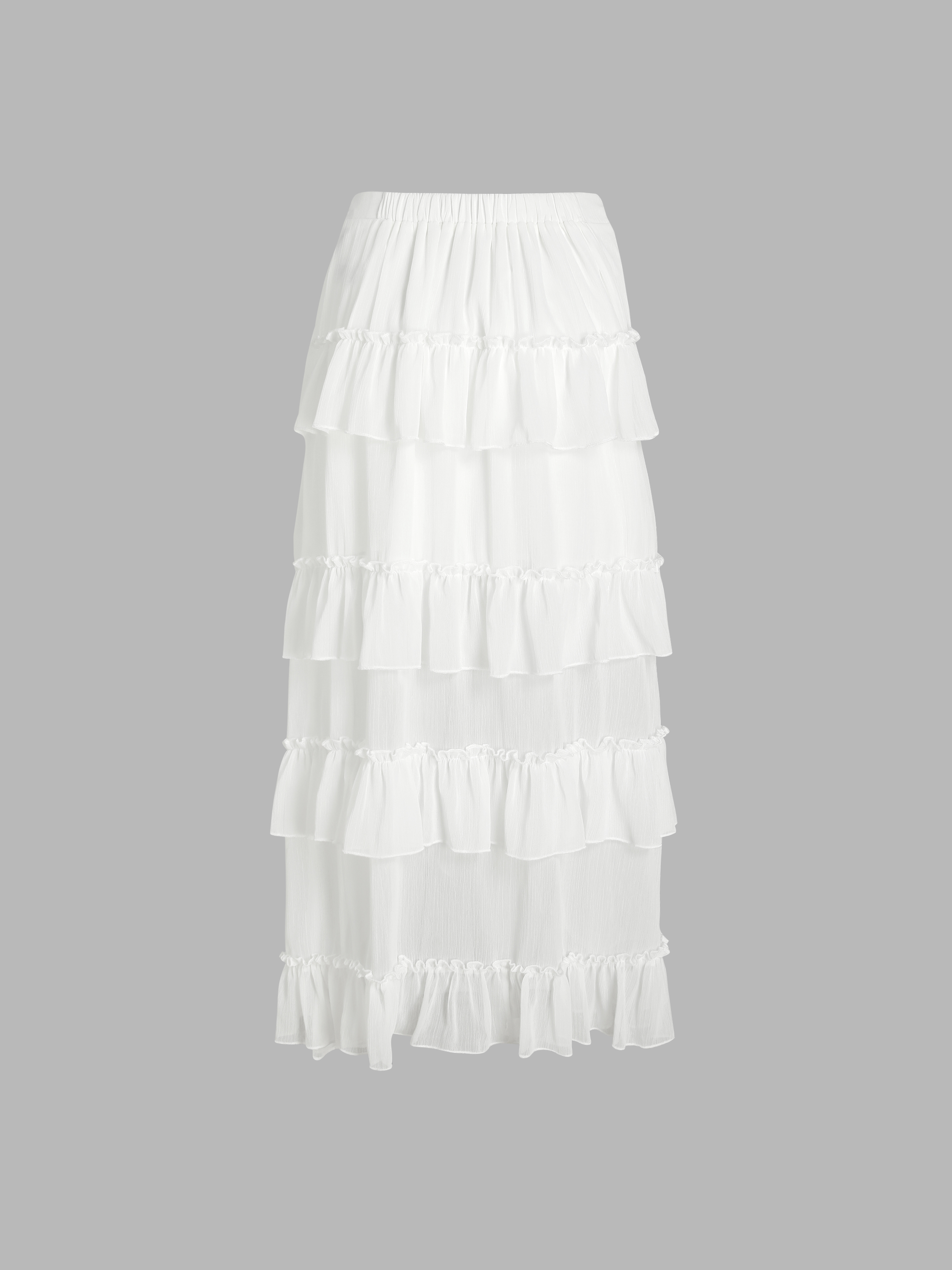 Ruffle Sheer High Waist Maxi Skirt - Cider