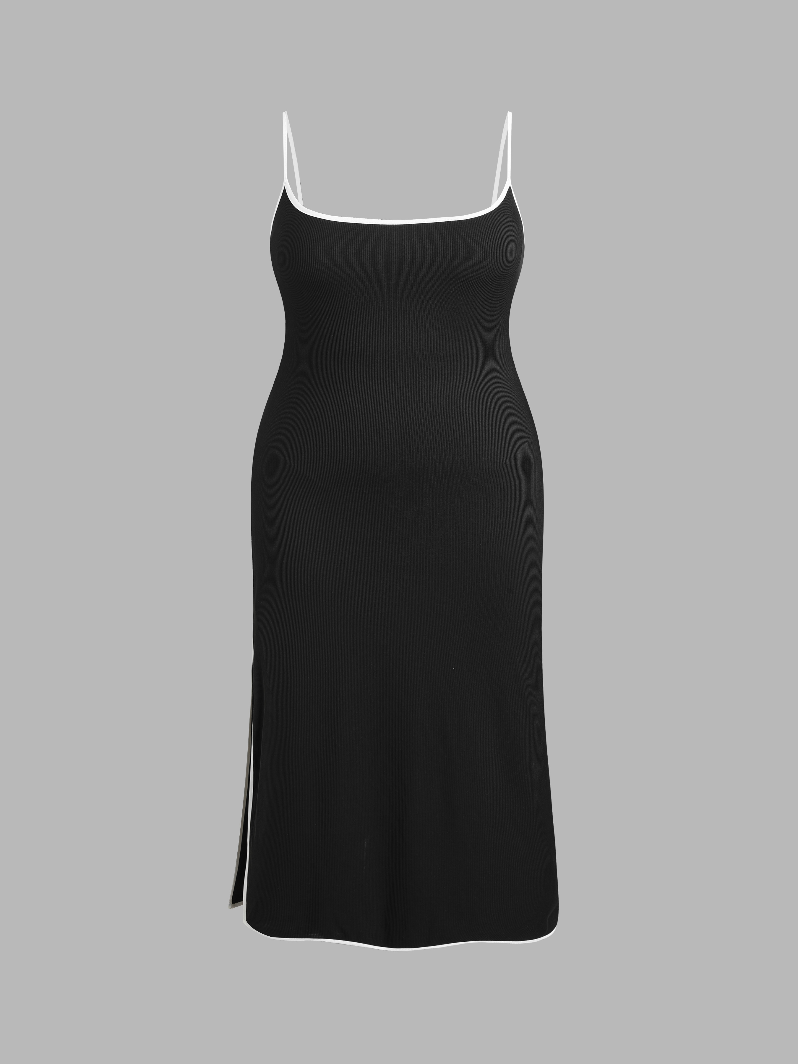 Curve & Plus Contrasting Binding Split Midi Dress
