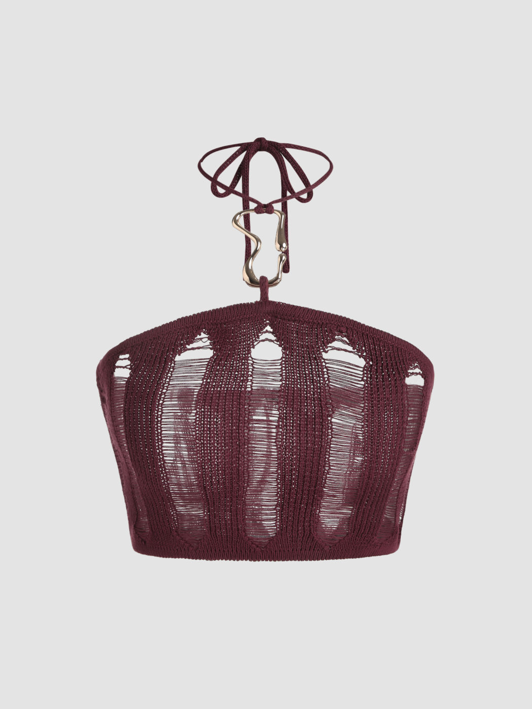  Halter Gerissenes Strick-Crop Top