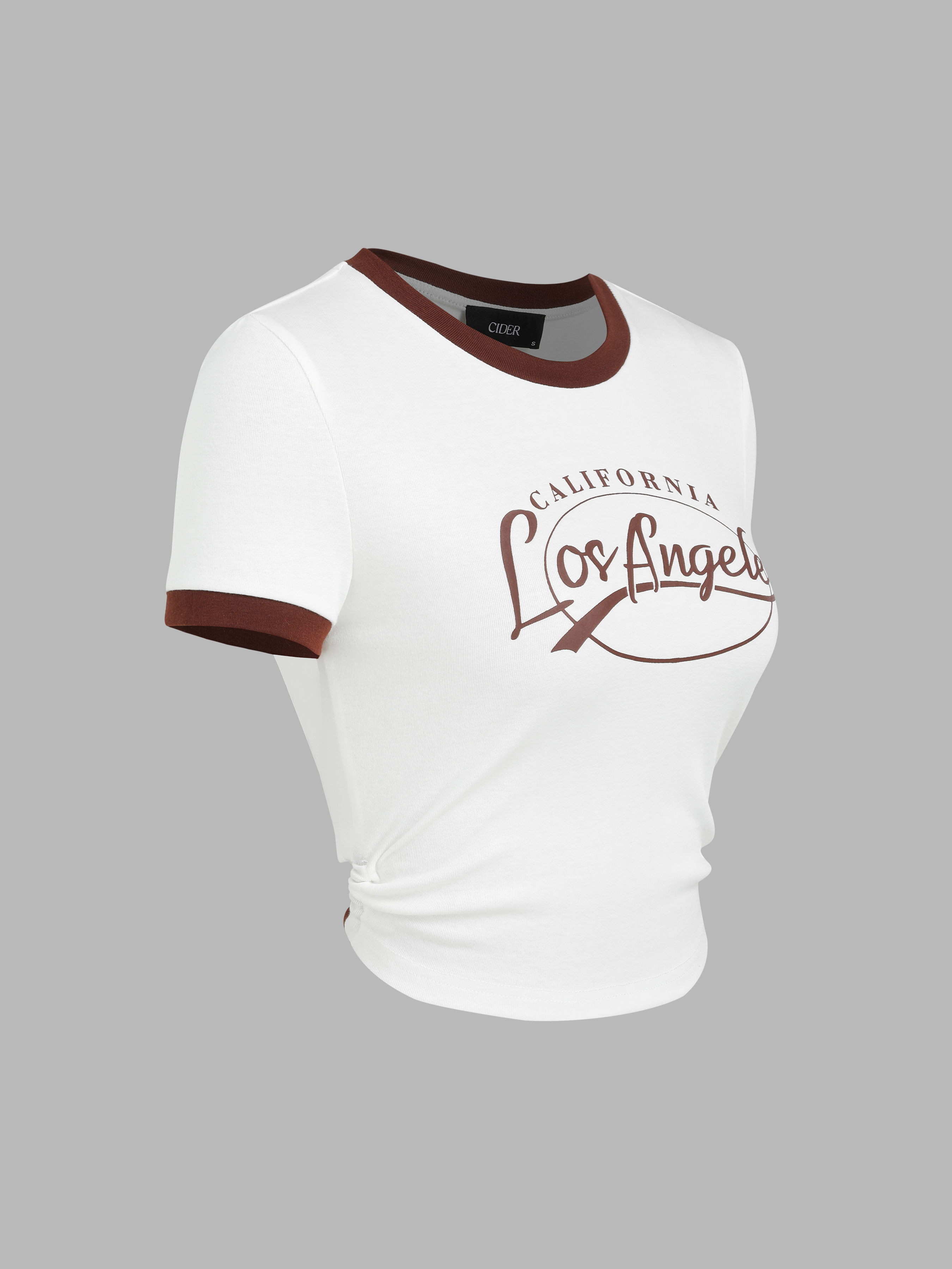 California Los Angeles Letter Knotted Short Sleeve Tee - Cider