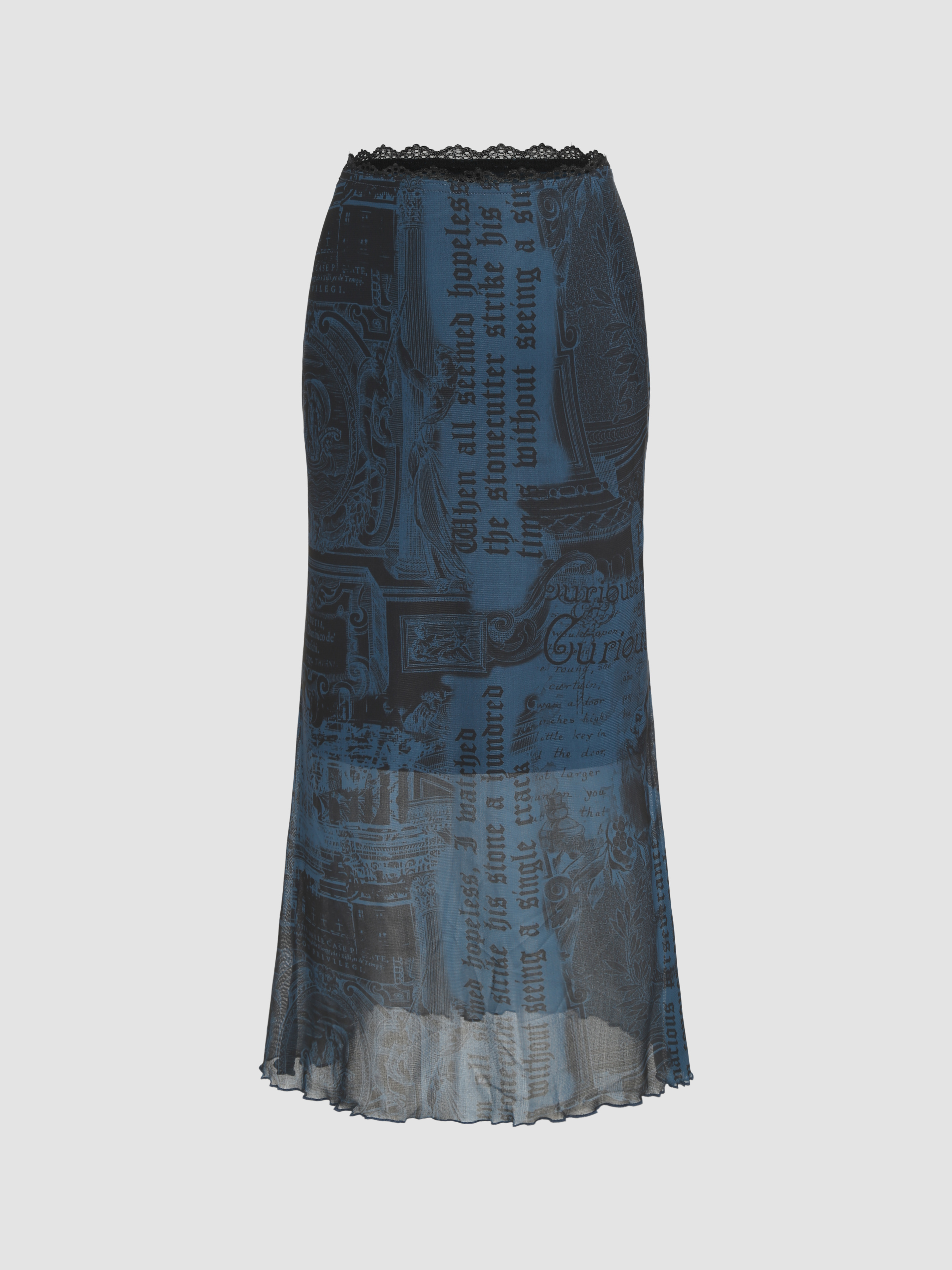 Mesh Mesh All Over Print Lettuce Trim Maxi Skirt For Daily Casual Music  Festival/Live House, image size:2700x3600