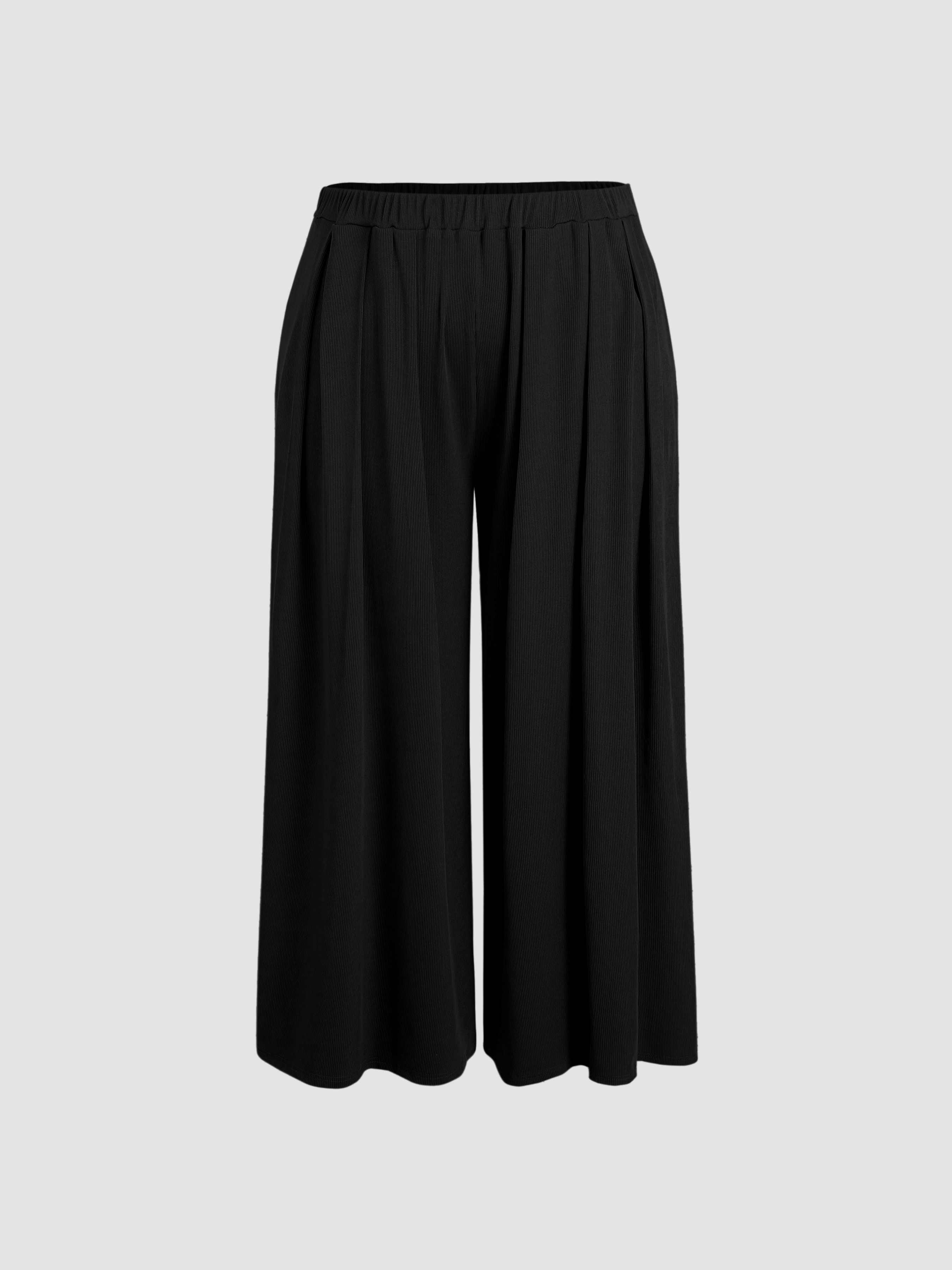 KIHOUT Clearance Women's Plus Size Pants CasualSolid Color Elastic Loose  Pants Straight Wide Leg Trousers With Pocket 