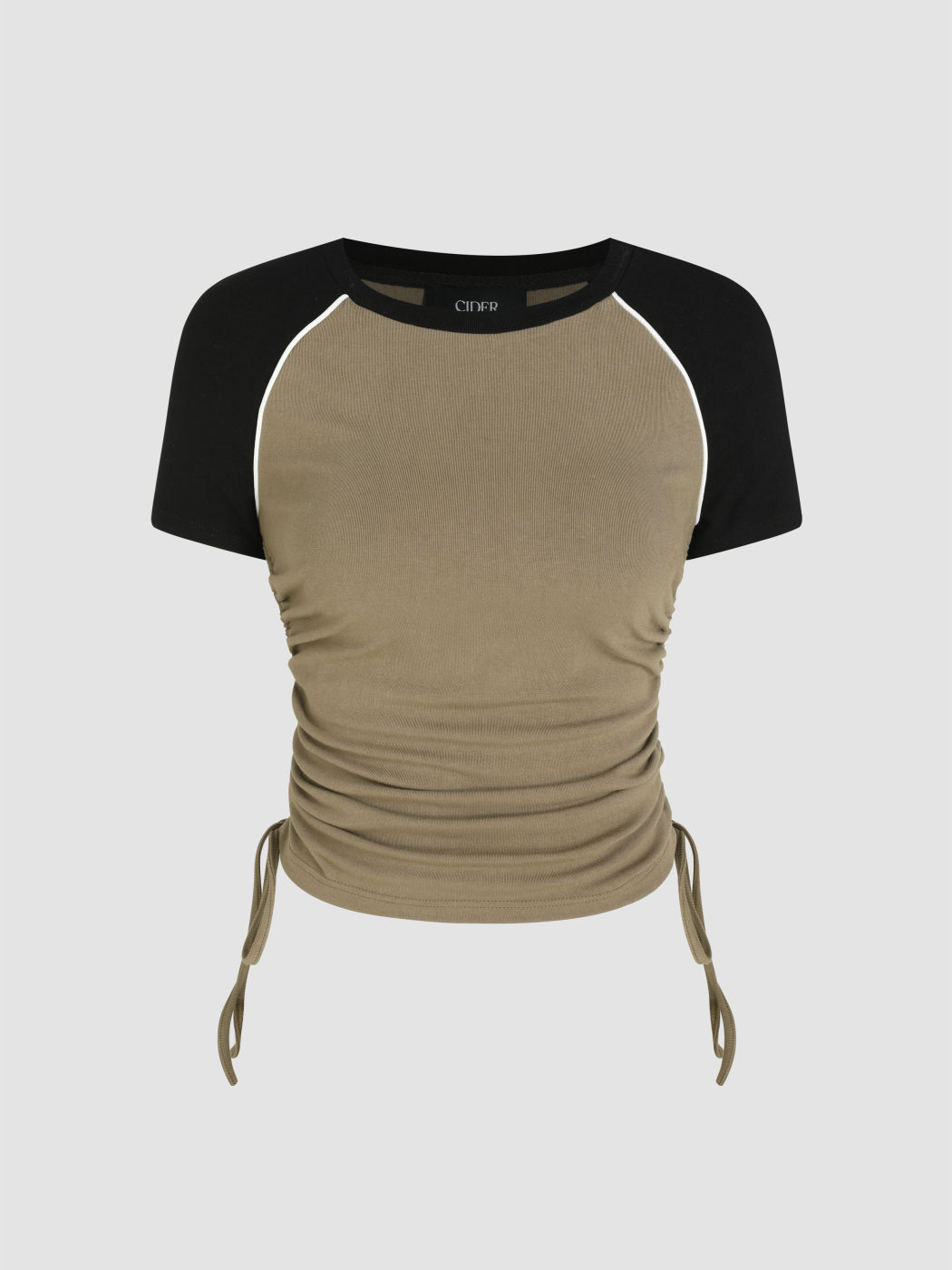 Fleckiges, geknotetes, gerafftes Kurzarm-T-Shirt