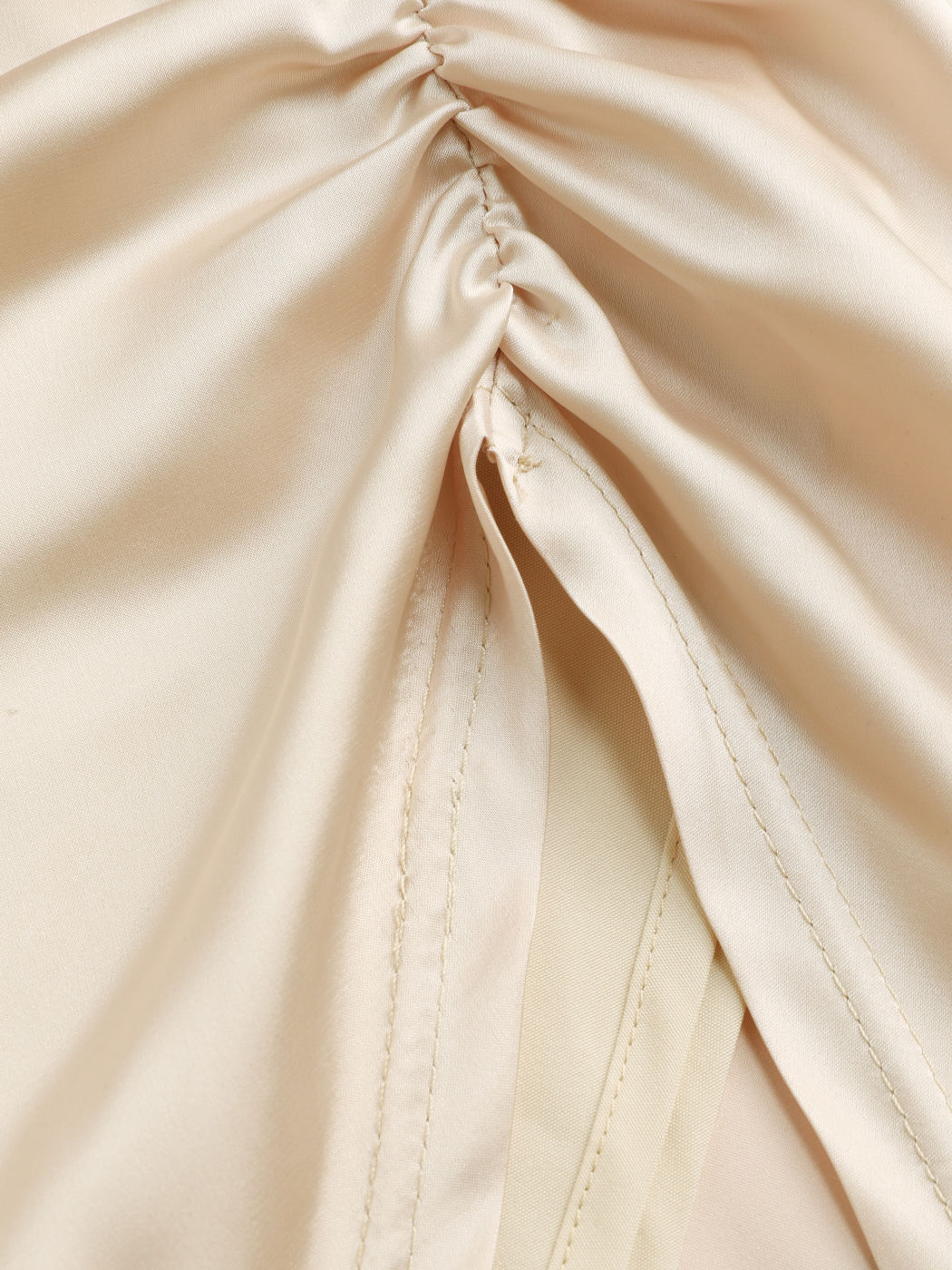 Solid Satin Asymmetrical Ruched Midi Dress