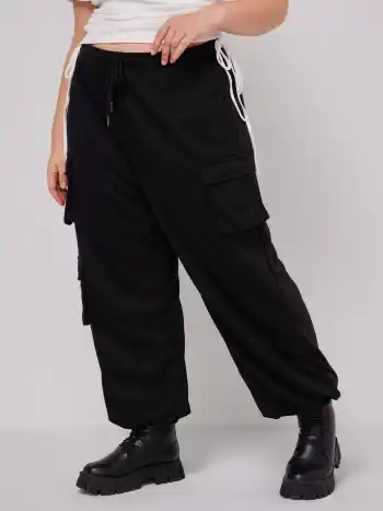 Solid Cargo-Jogginghose mit mittlerer Taille Kurve & Plus