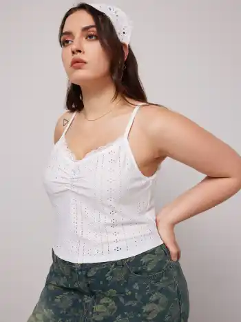 Spitzenbesatz Crop Cami Top Kurve & Plus